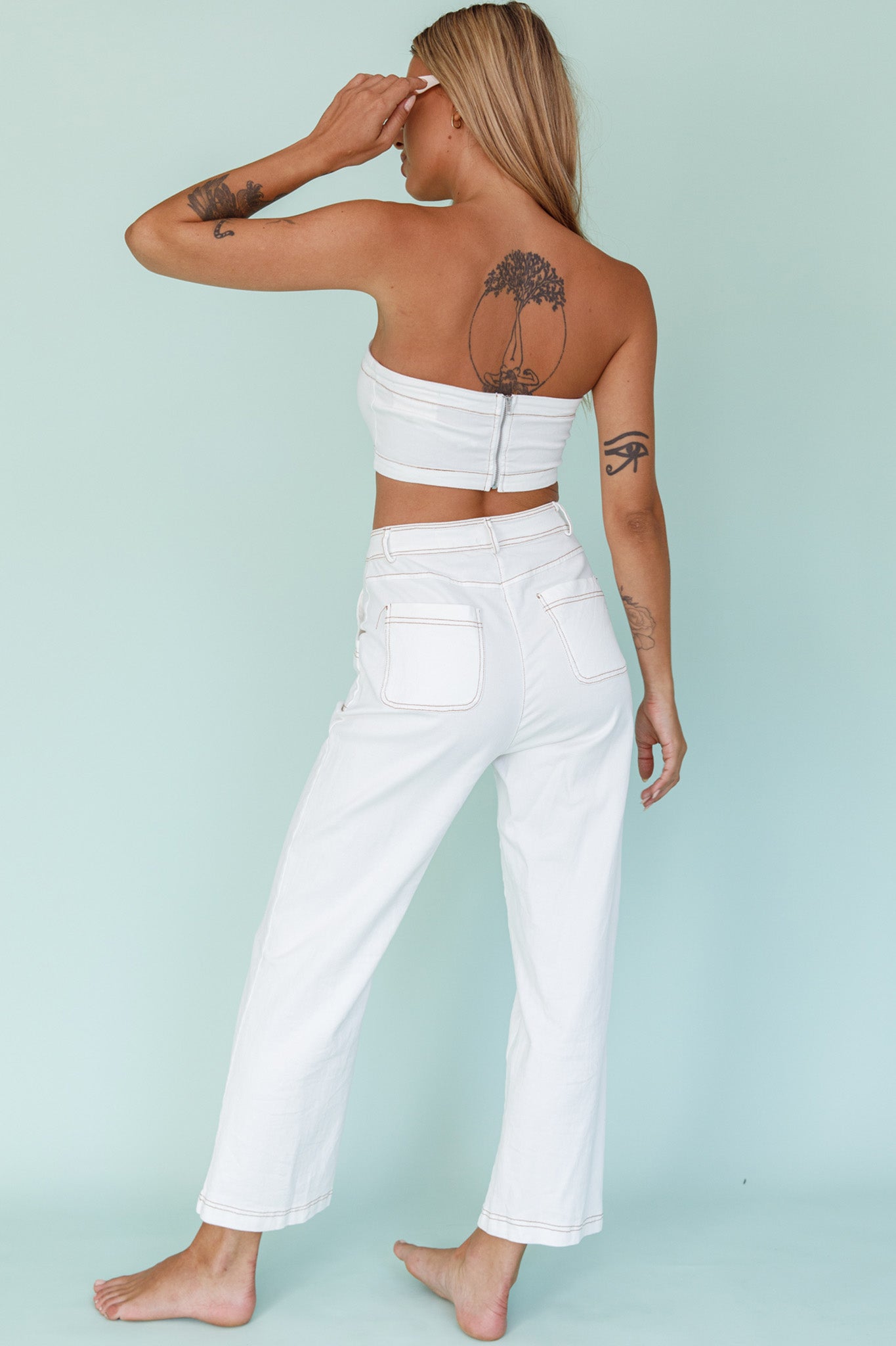 Uptown Wide Leg Pants White by Selfie Leslie Australia