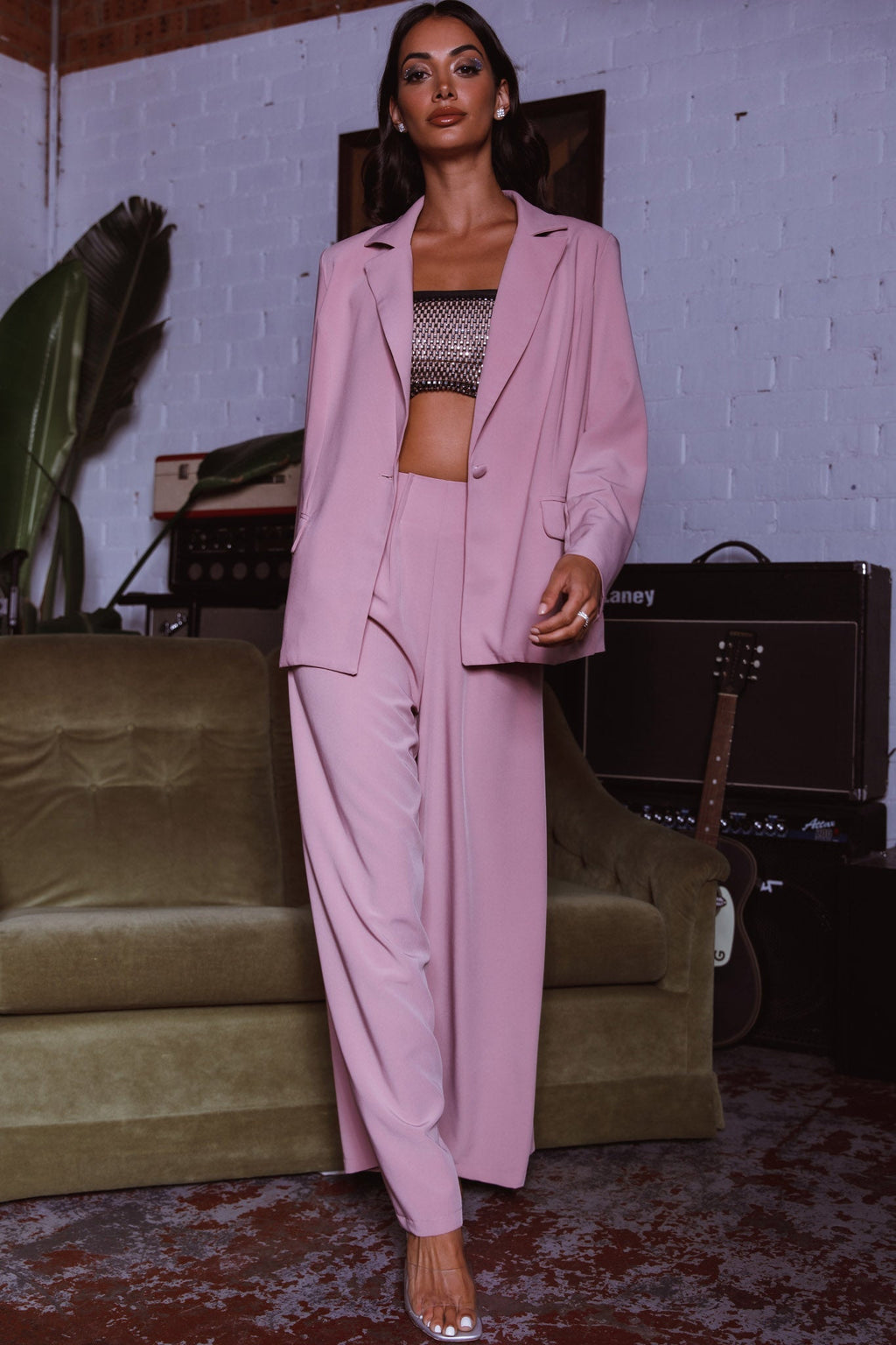 Vous Etes Belle Pleated Waist Pants Blush by Selfie Leslie