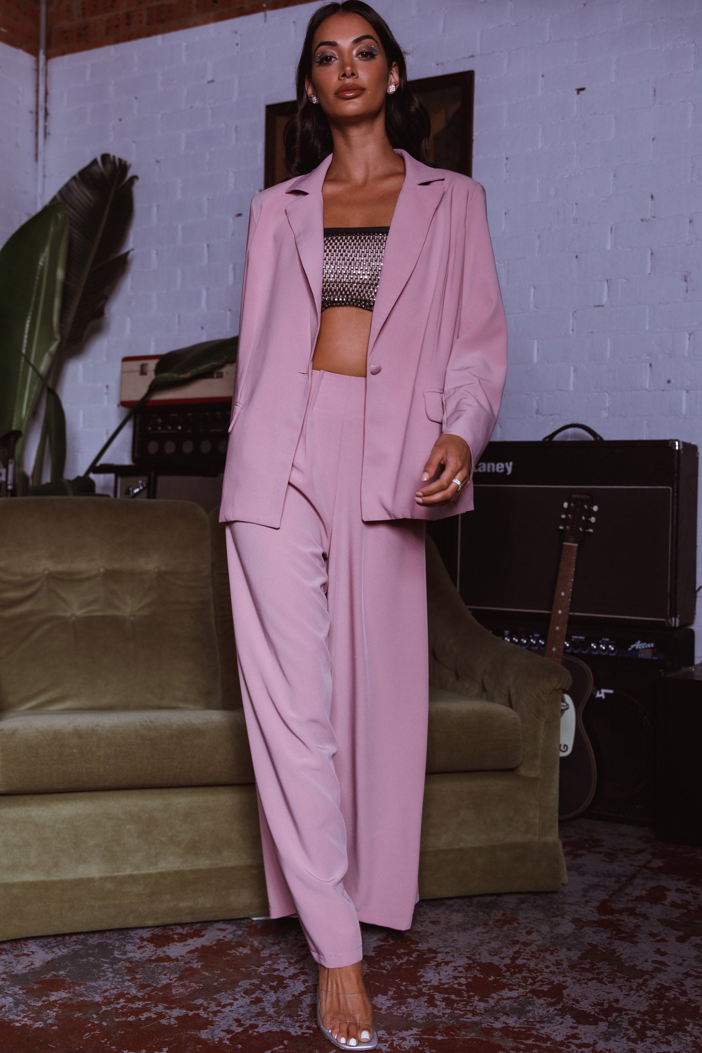 Vous Etes Belle Pleated Waist Pants Blush by Selfie Leslie