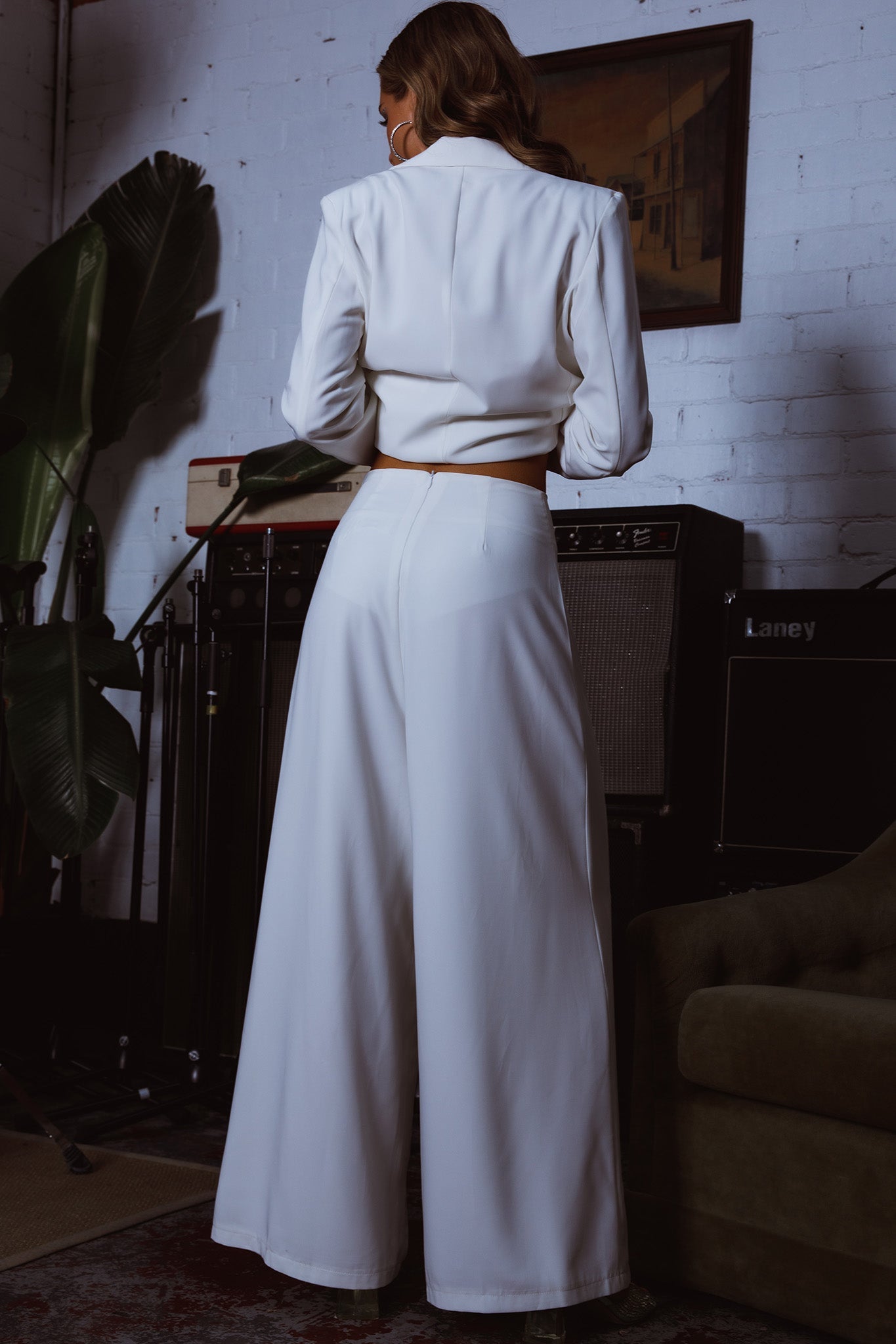 Vous Etes Belle Pleated Waist Pants White by Selfie Leslie