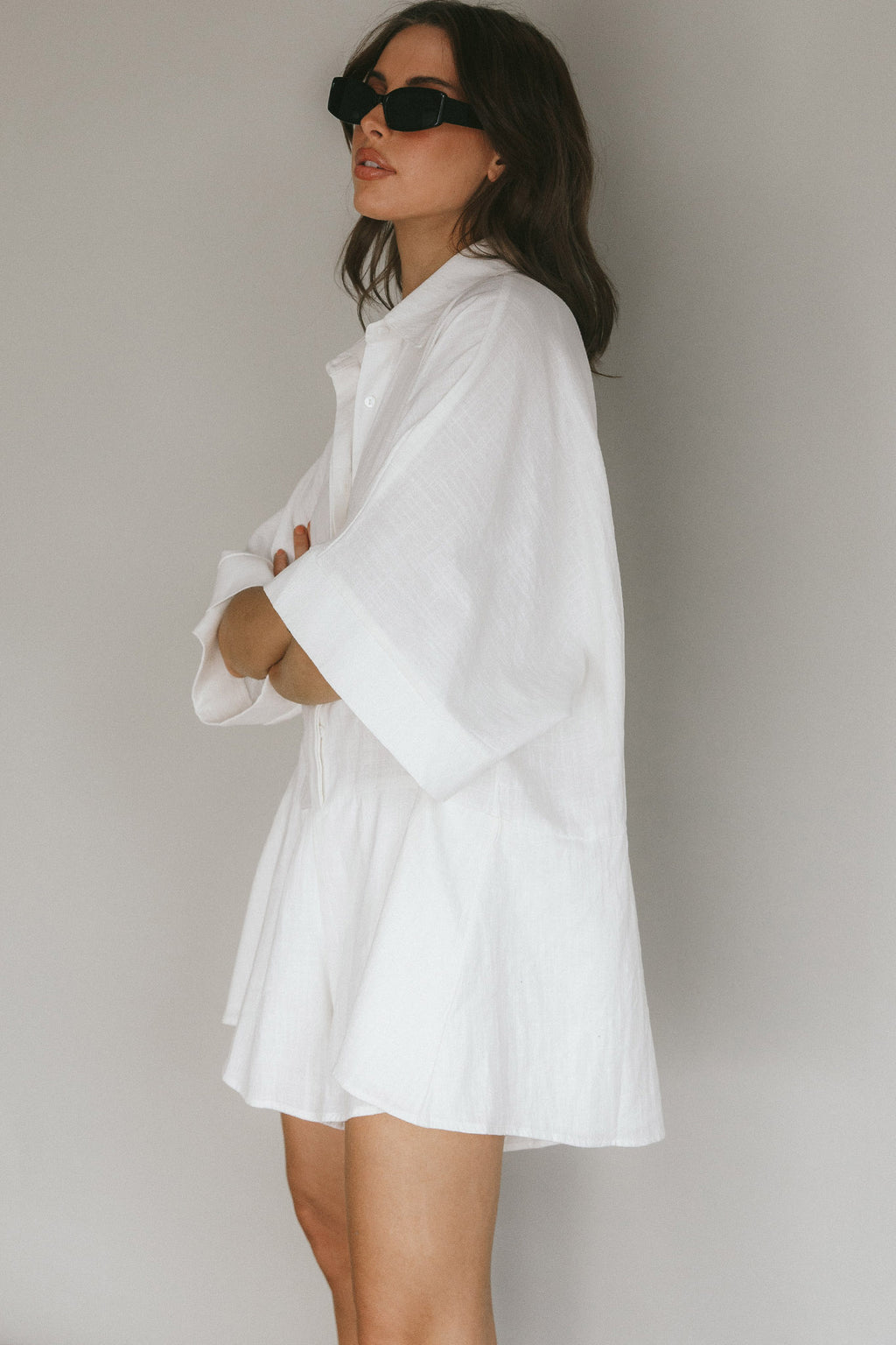 Daytona Beach Button-Up Romper White by Selfie Leslie Australia