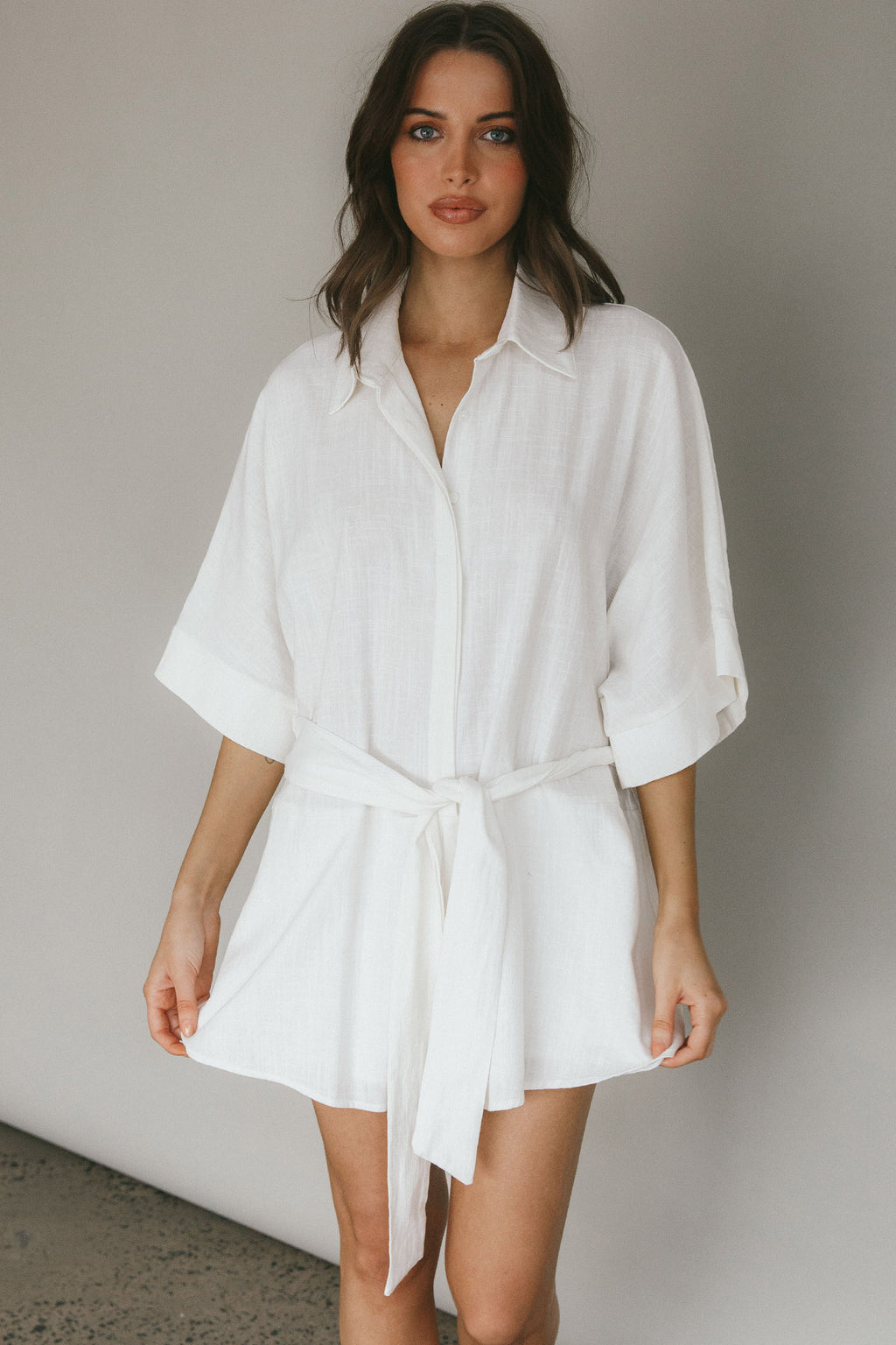Daytona Beach Button-Up Romper White by Selfie Leslie Australia