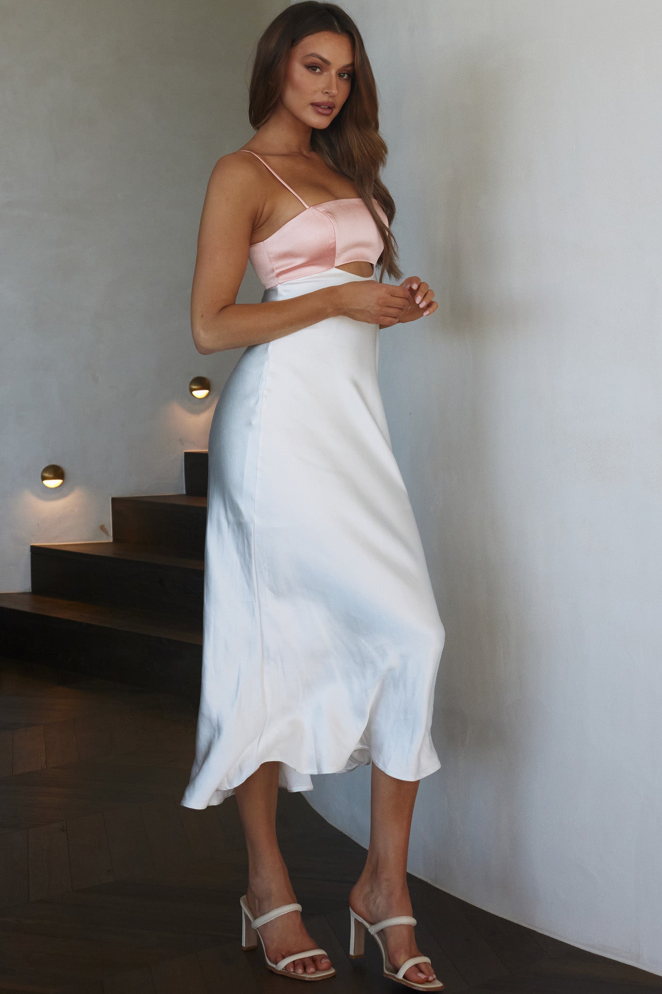 Mariana Cut-Out Bust Midi Dress Blush by Selfie Leslie Australia