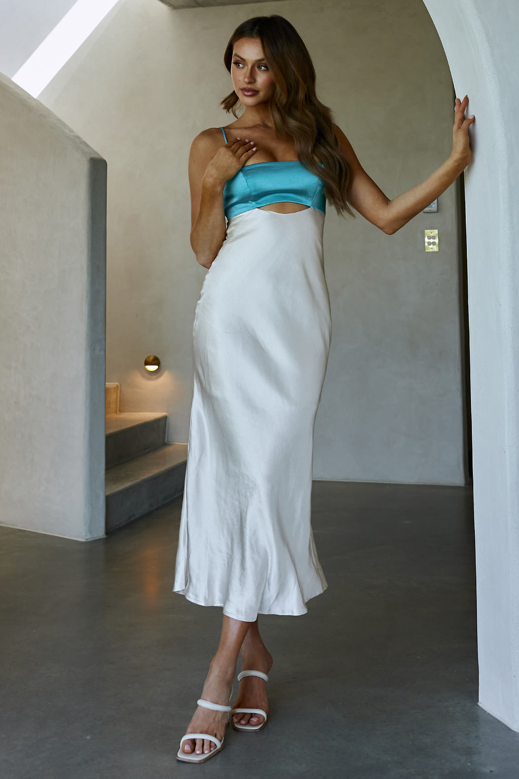 Mariana Cut-Out Bust Midi Dress Turquoise by Selfie Leslie Australia