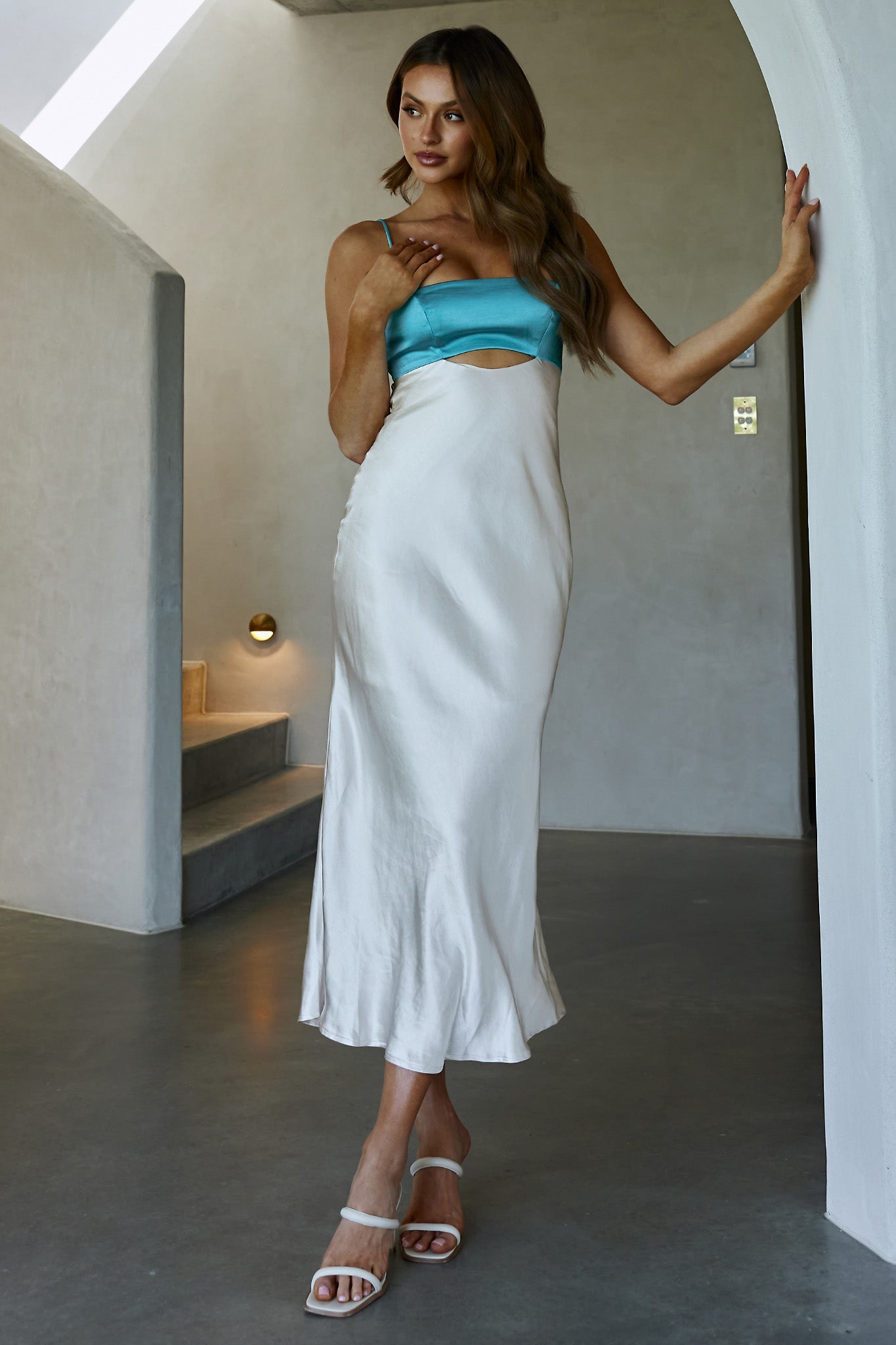 Mariana Cut-Out Bust Midi Dress Turquoise by Selfie Leslie Australia