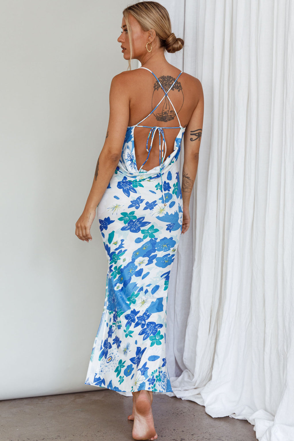 You're My Sunshine Tie-Up Back Midi Dress Blue by Selfie Leslie Australia