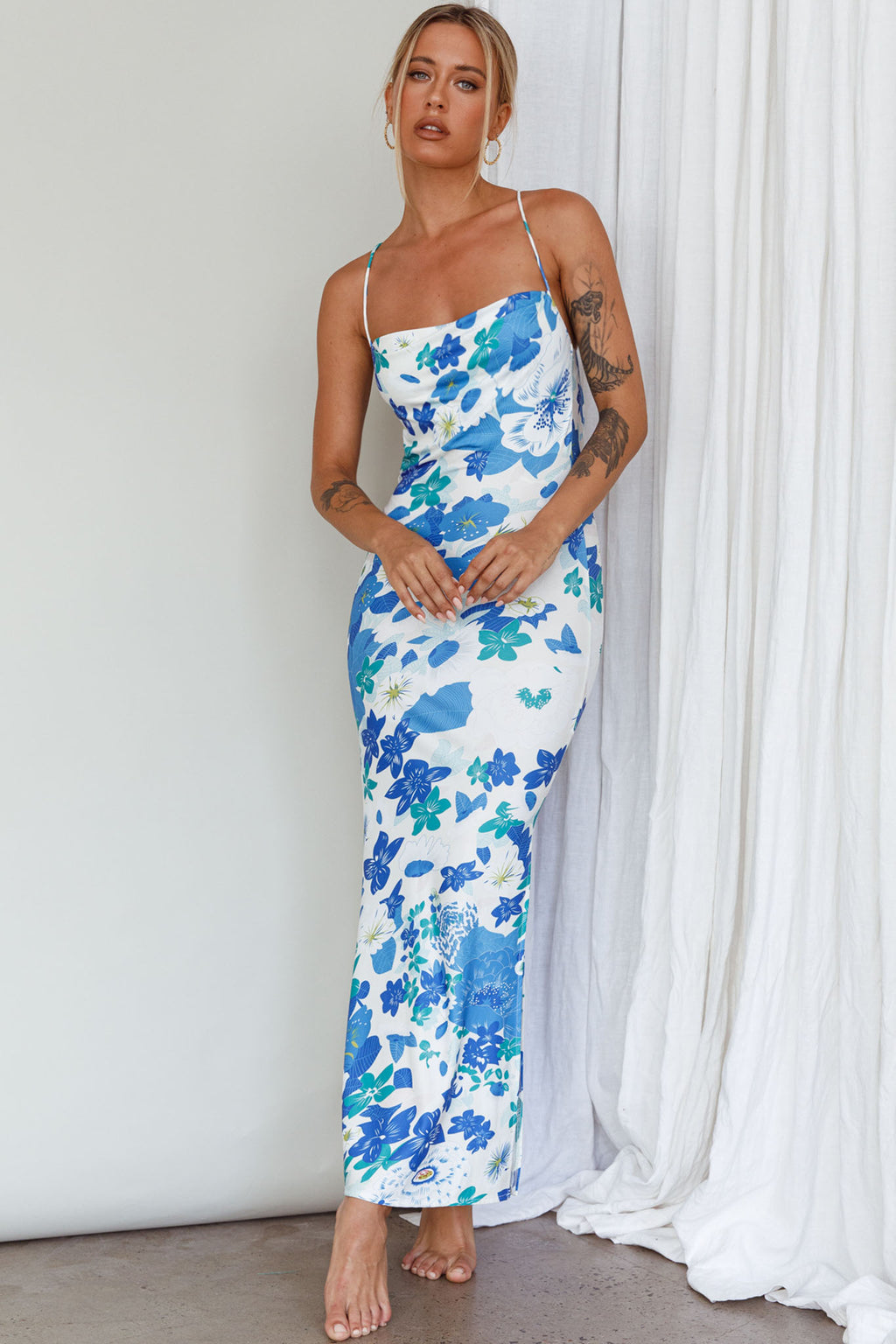 You're My Sunshine Tie-Up Back Midi Dress Blue by Selfie Leslie Australia