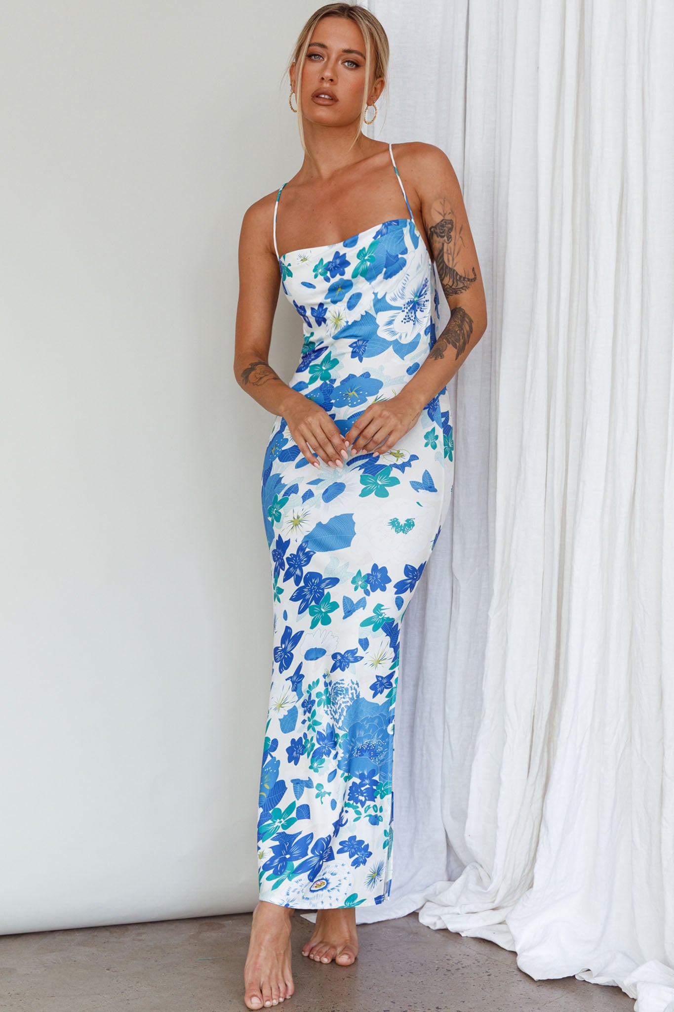 You're My Sunshine Tie-Up Back Midi Dress Blue by Selfie Leslie Australia