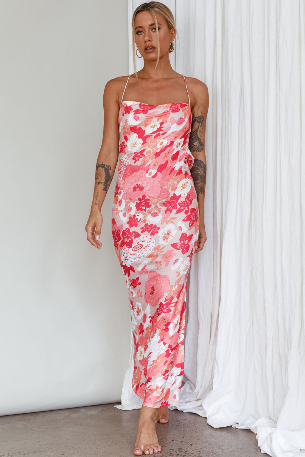 You're My Sunshine Tie-Up Back Midi Dress Pink by Selfie Leslie Australia