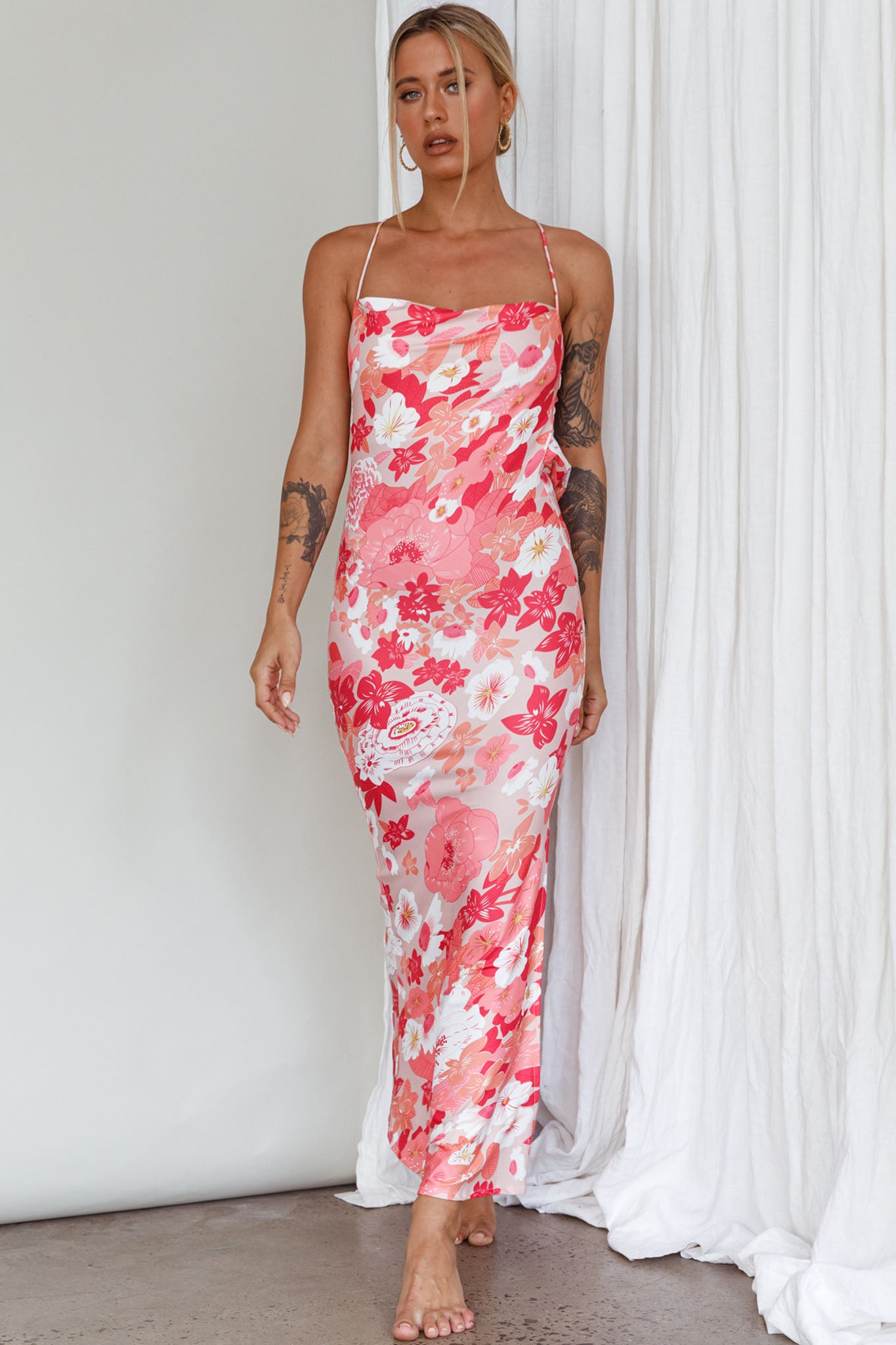 You're My Sunshine Tie-Up Back Midi Dress Pink by Selfie Leslie Australia