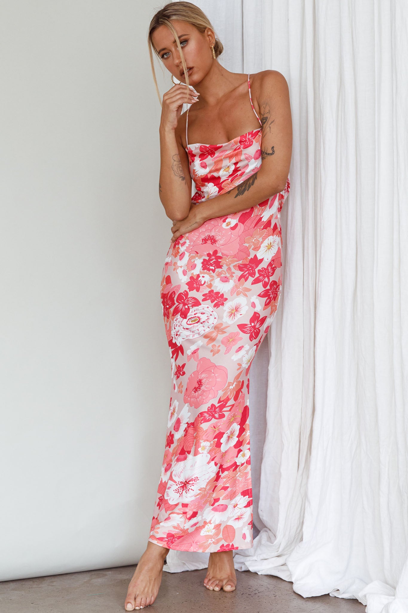 You're My Sunshine Tie-Up Back Midi Dress Pink by Selfie Leslie Australia