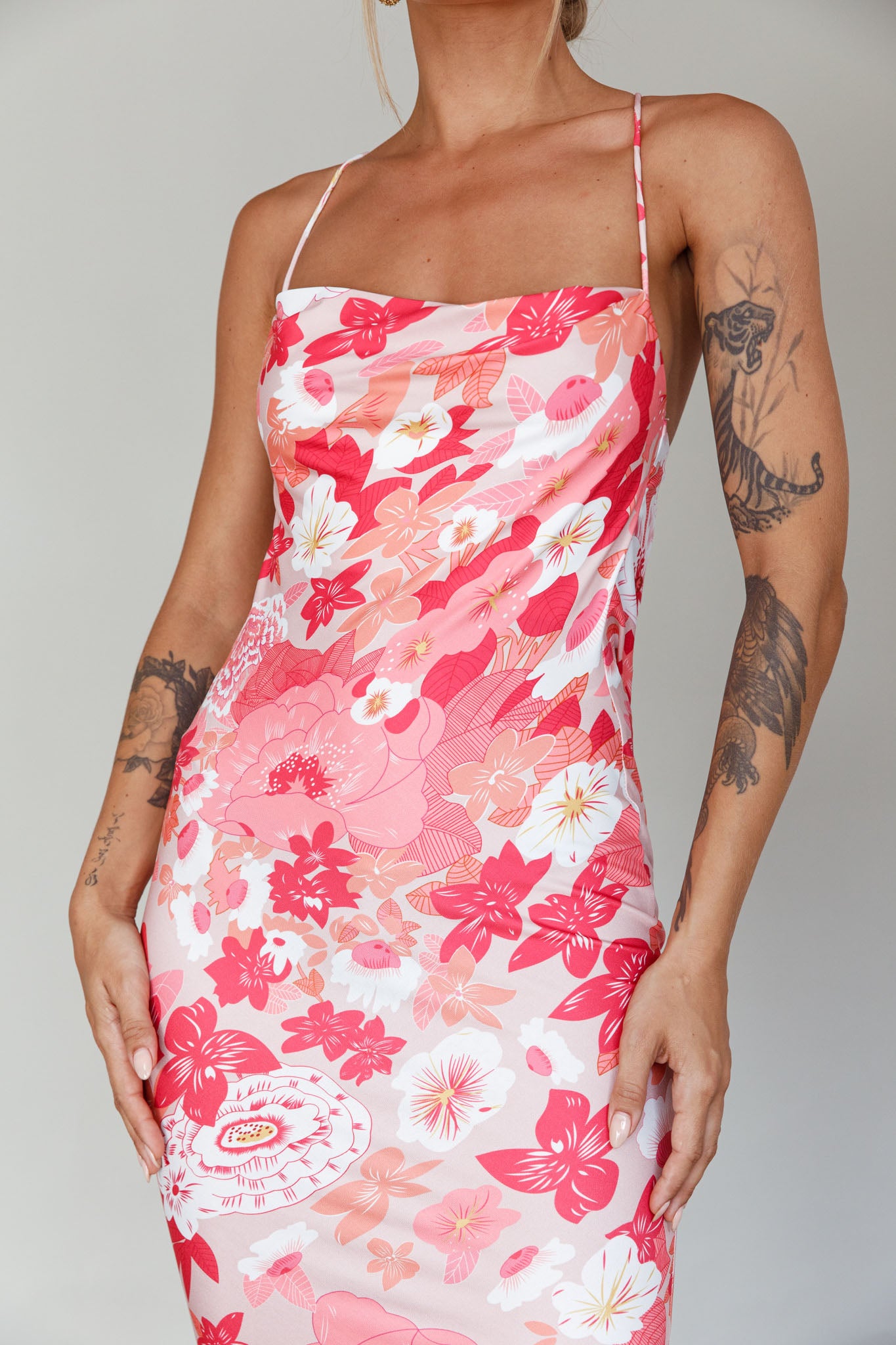 You're My Sunshine Tie-Up Back Midi Dress Pink by Selfie Leslie Australia