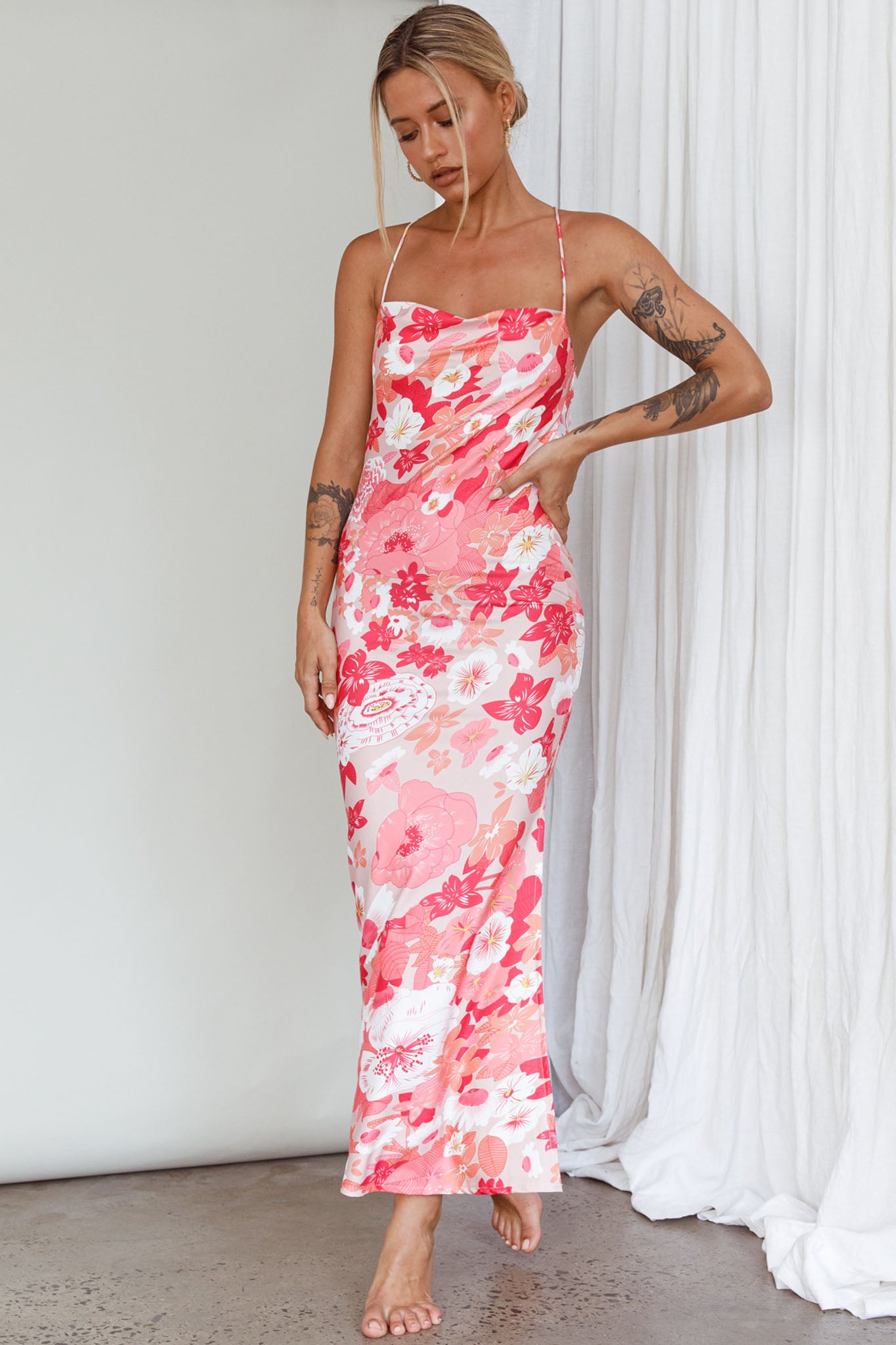 You're My Sunshine Tie-Up Back Midi Dress Pink by Selfie Leslie Australia