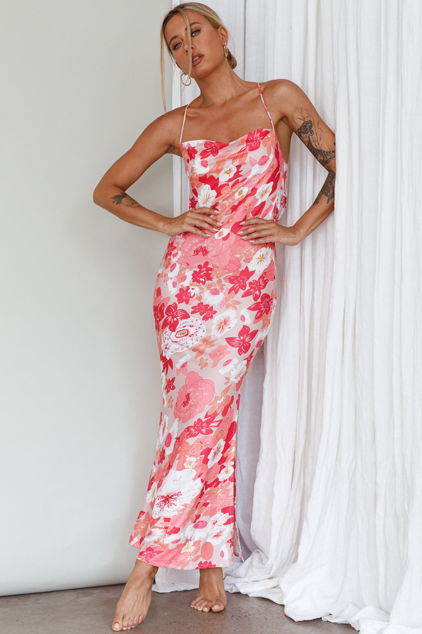 You're My Sunshine Tie-Up Back Midi Dress Pink by Selfie Leslie Australia