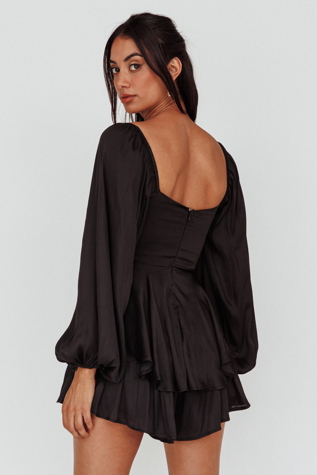 New Light Balloon Sleeve Romper Black by Selfie Leslie Australia