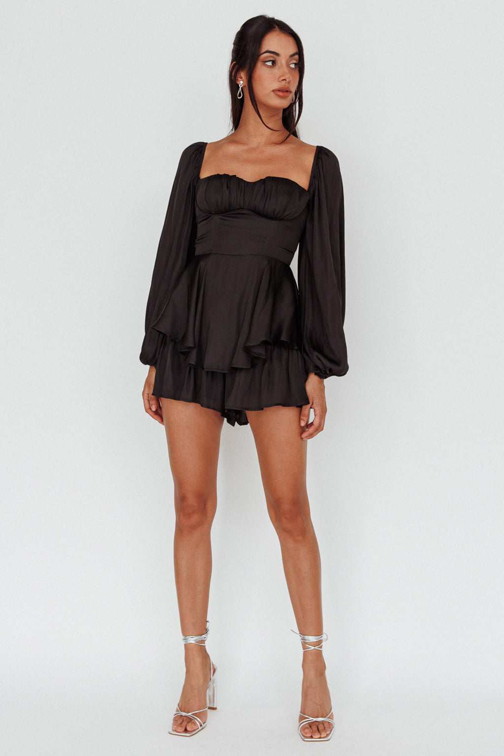 New Light Balloon Sleeve Romper Black by Selfie Leslie Australia