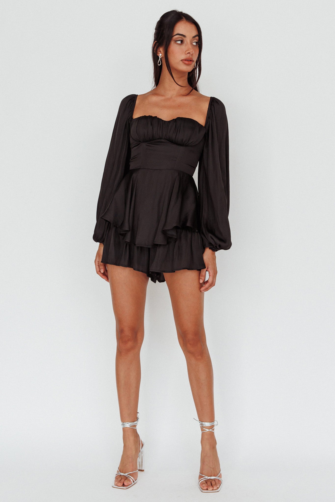 New Light Balloon Sleeve Romper Black by Selfie Leslie Australia
