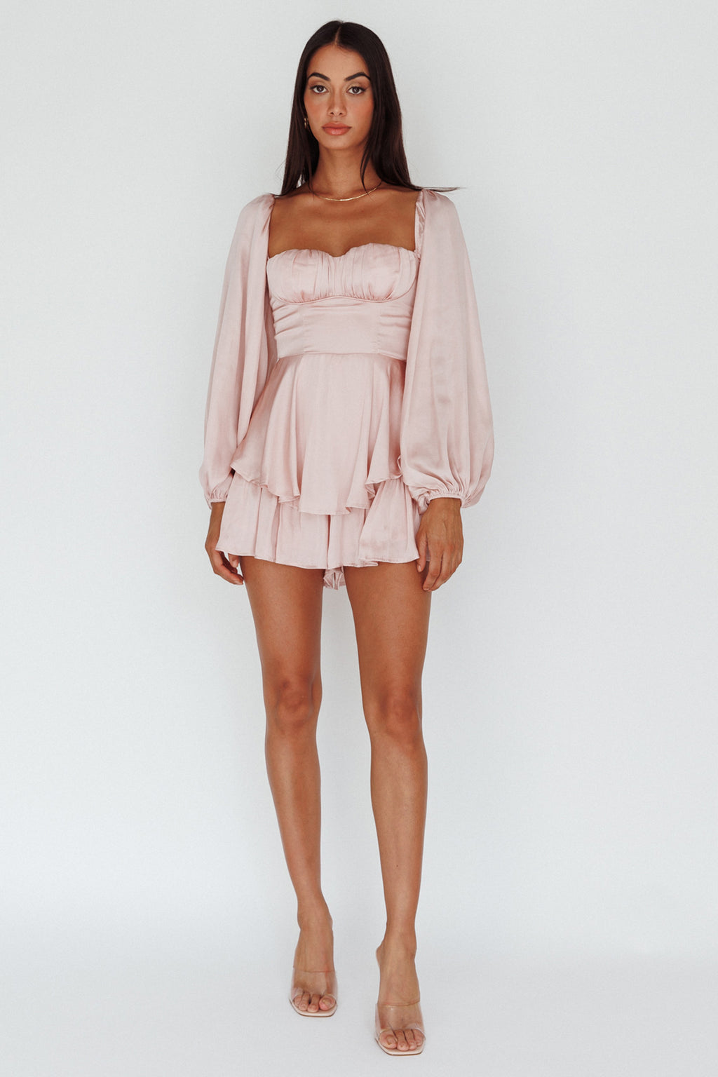 New Light Balloon Sleeve Romper Blush by Selfie Leslie Australia