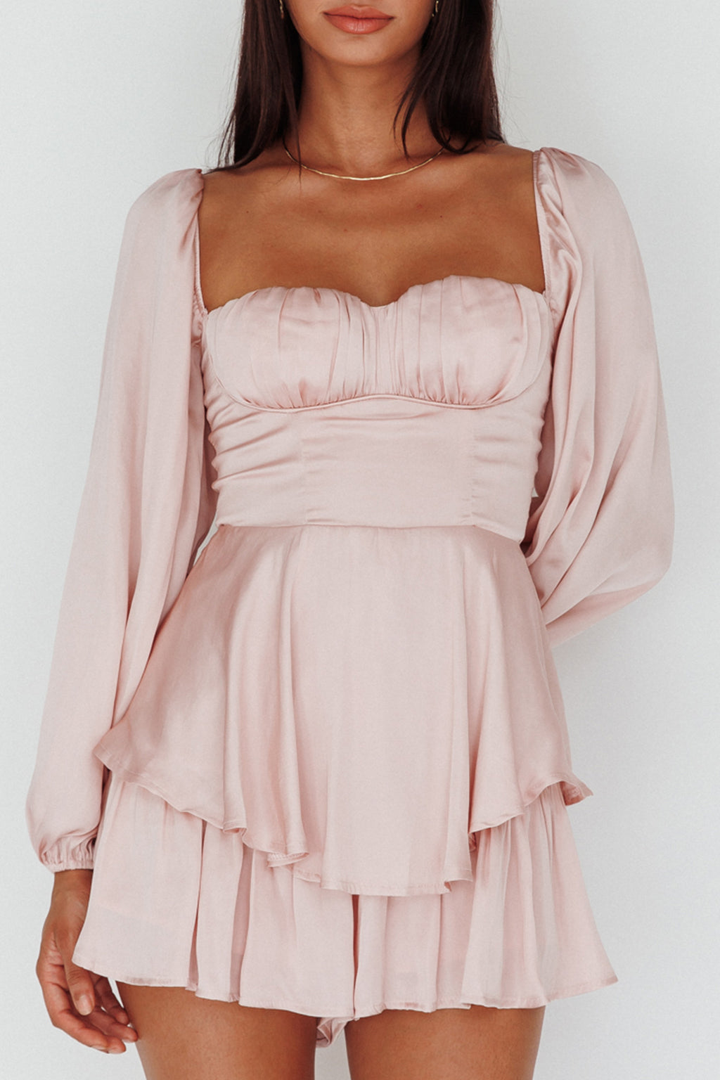 New Light Balloon Sleeve Romper Blush by Selfie Leslie Australia