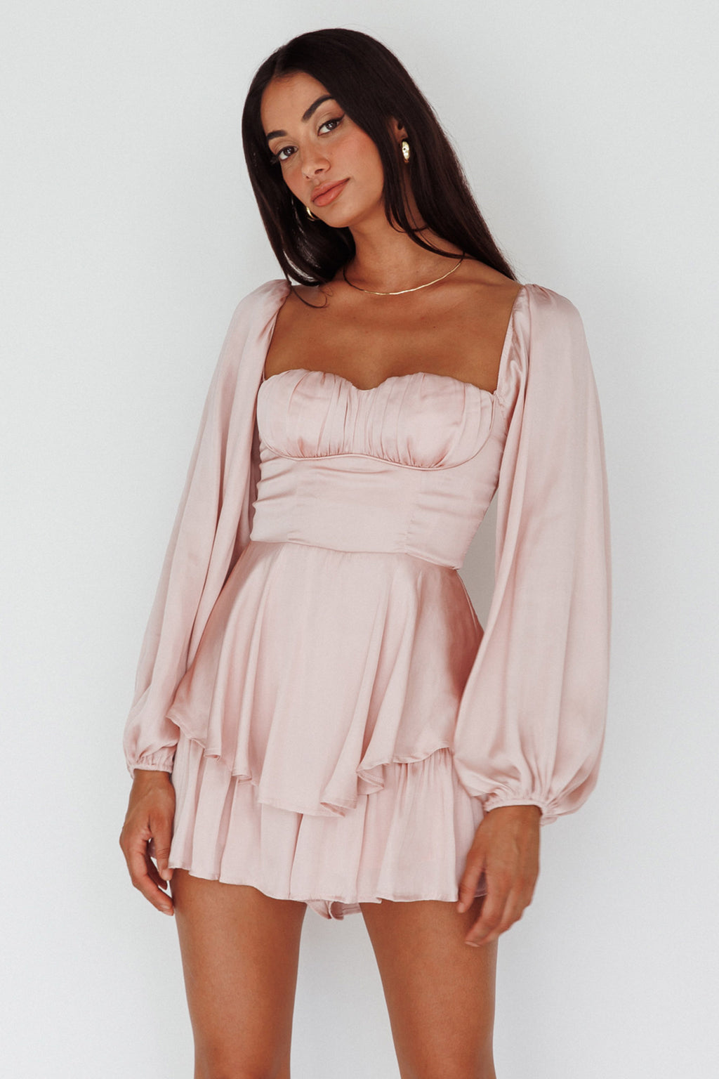 New Light Balloon Sleeve Romper Blush by Selfie Leslie Australia