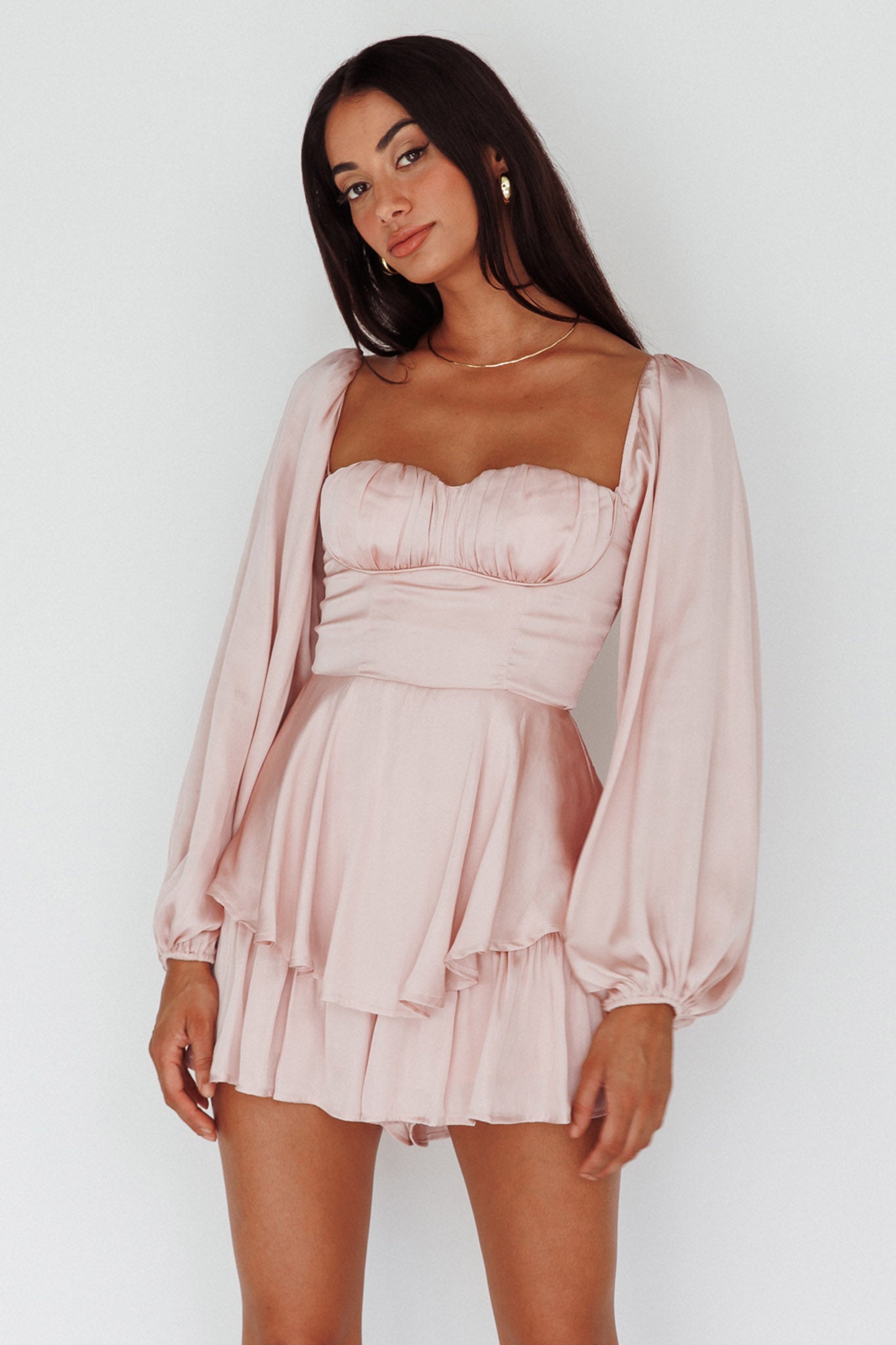 New Light Balloon Sleeve Romper Blush by Selfie Leslie Australia