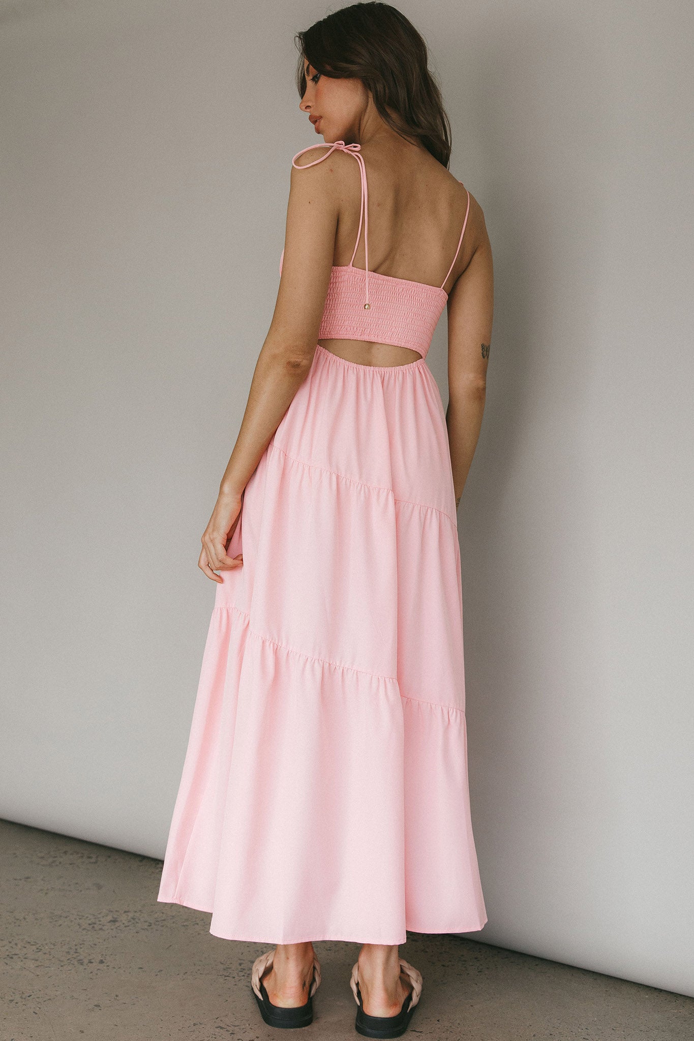 New Light Tied Shoulder Maxi Dress Blush by Selfie Leslie Australia