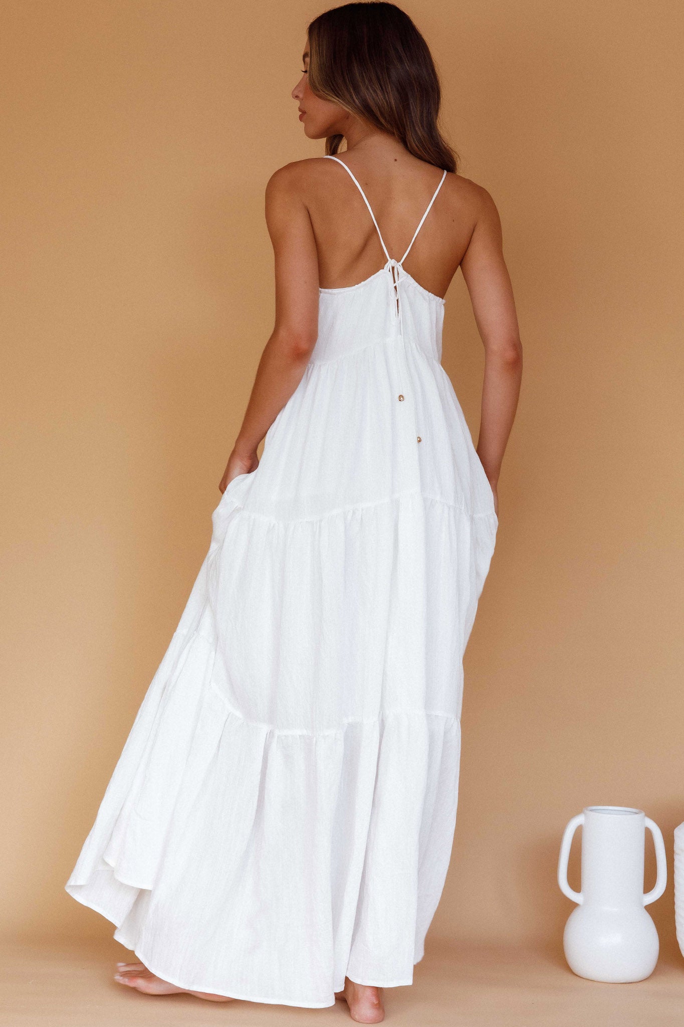 Bora Bora Tied Back Maxi Dress White by Selfie Leslie Australia