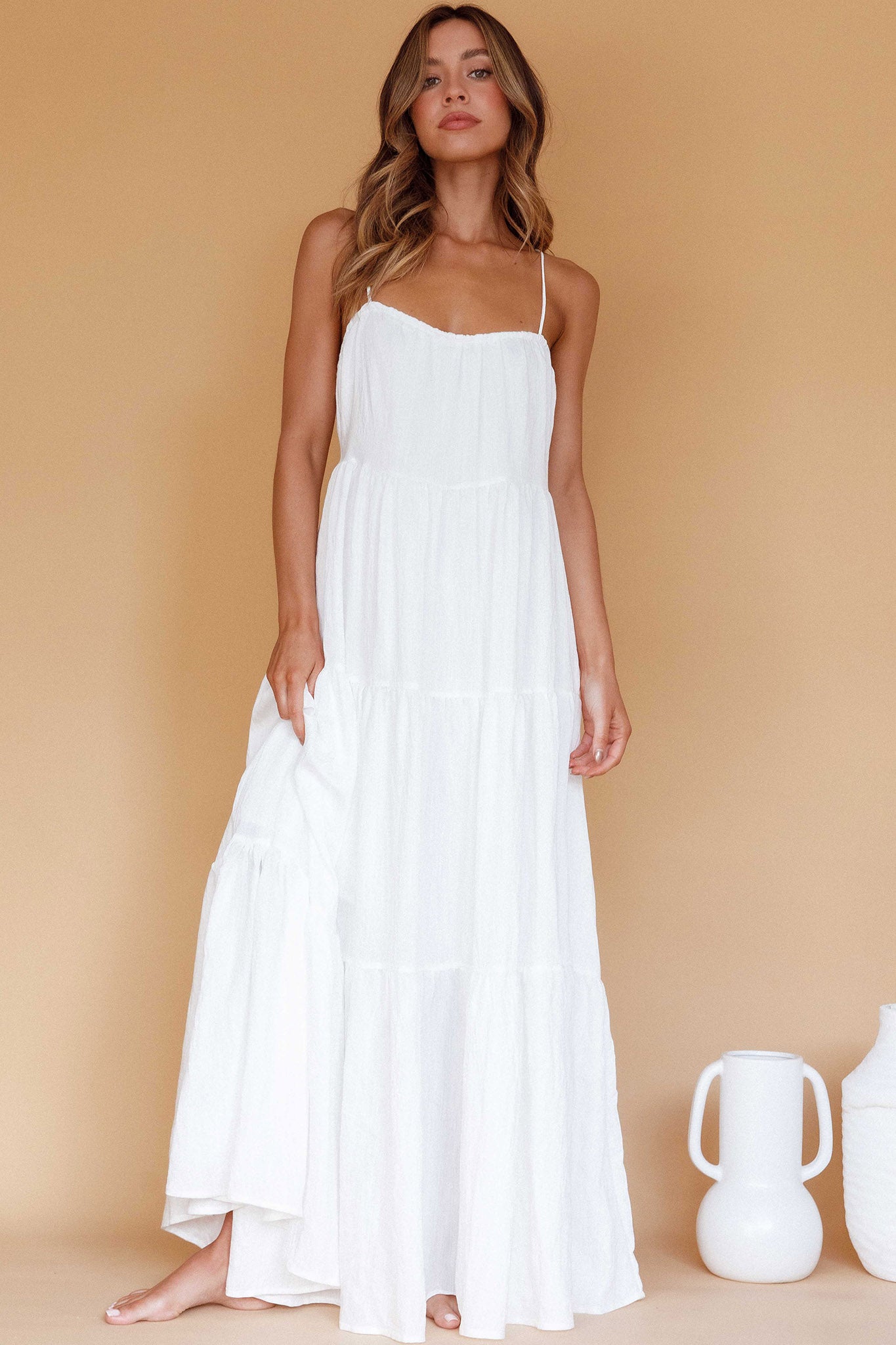 Bora Bora Tied Back Maxi Dress White by Selfie Leslie Australia