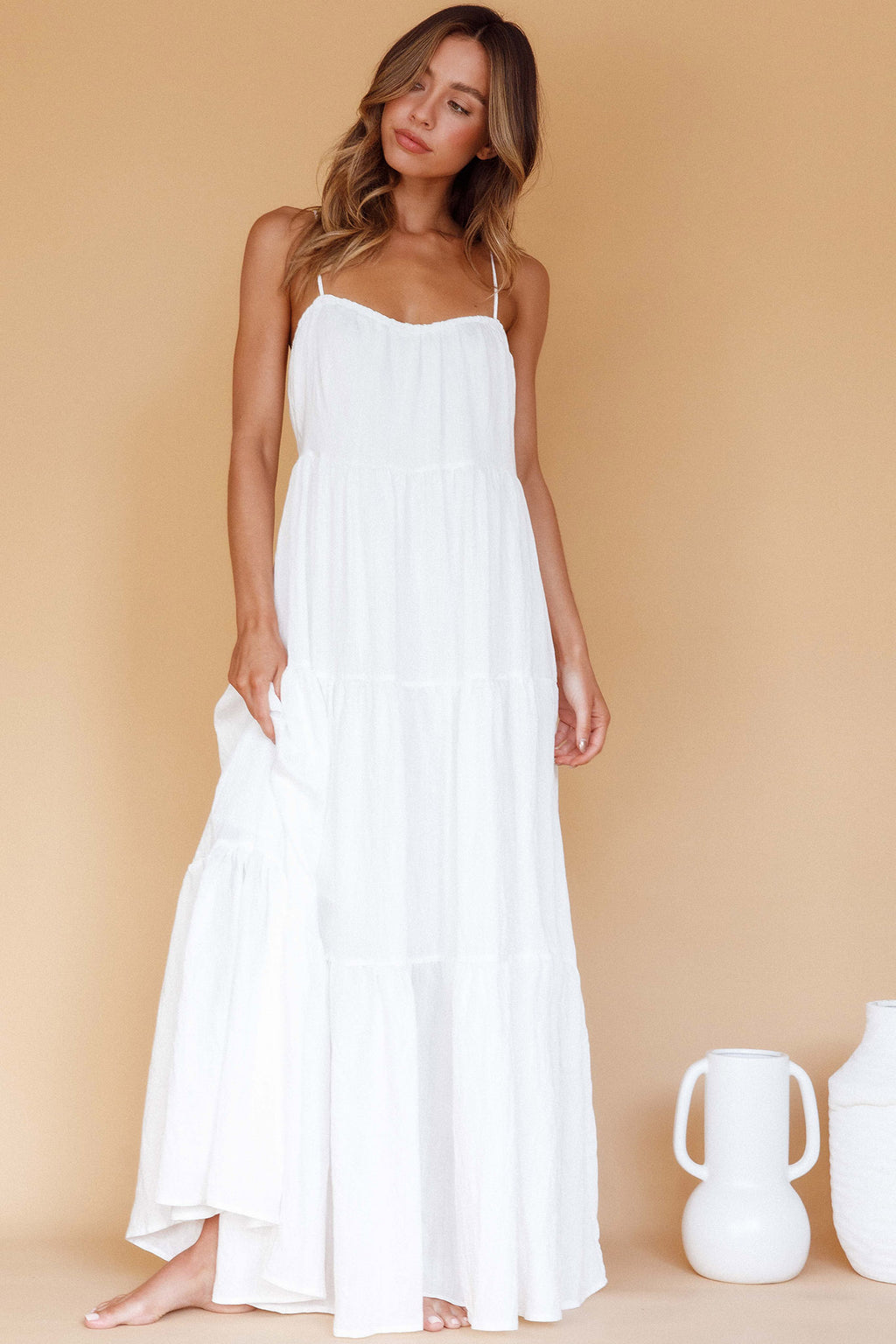 Bora Bora Tied Back Maxi Dress White by Selfie Leslie Australia