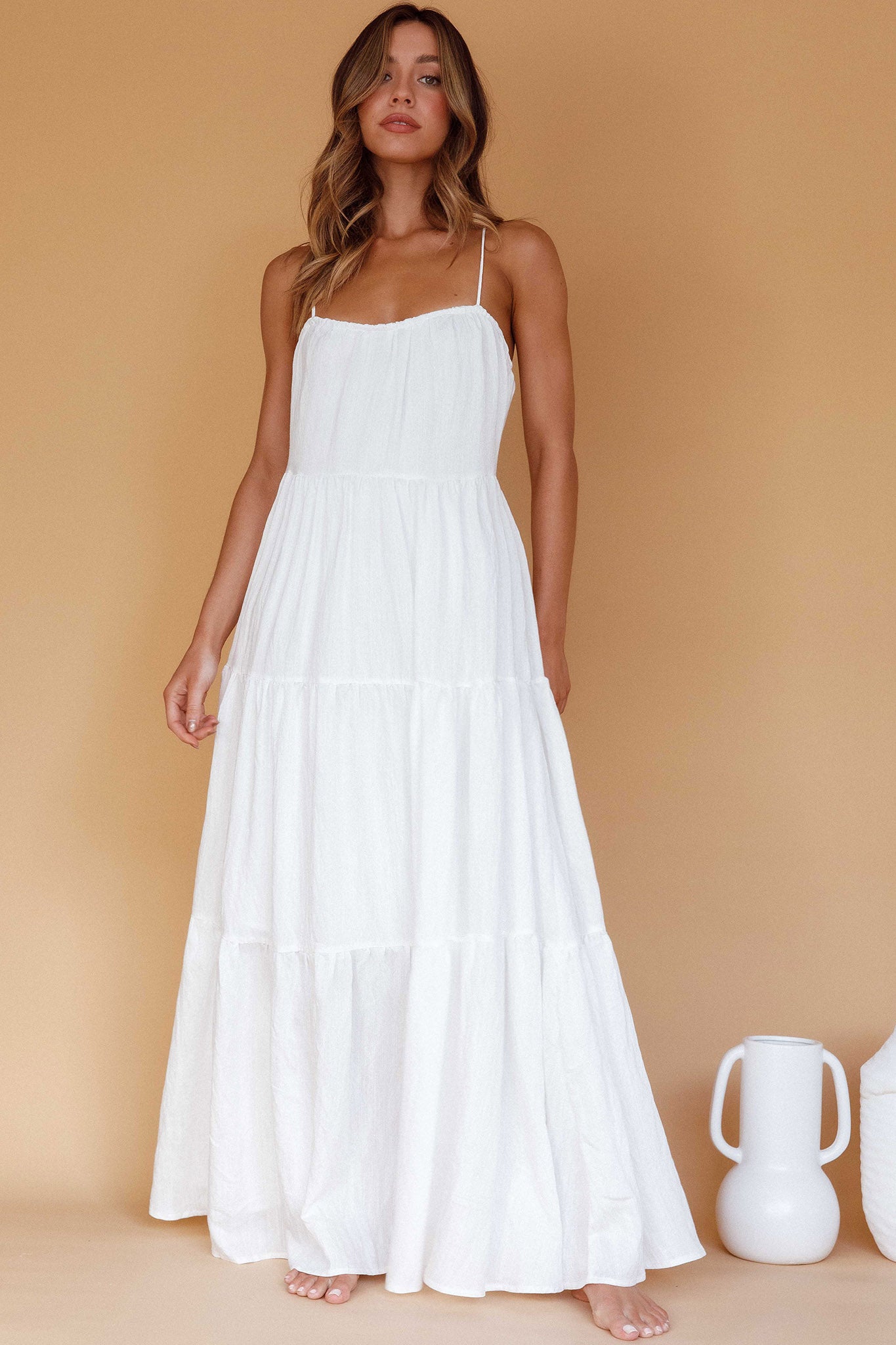 Bora Bora Tied Back Maxi Dress White by Selfie Leslie Australia