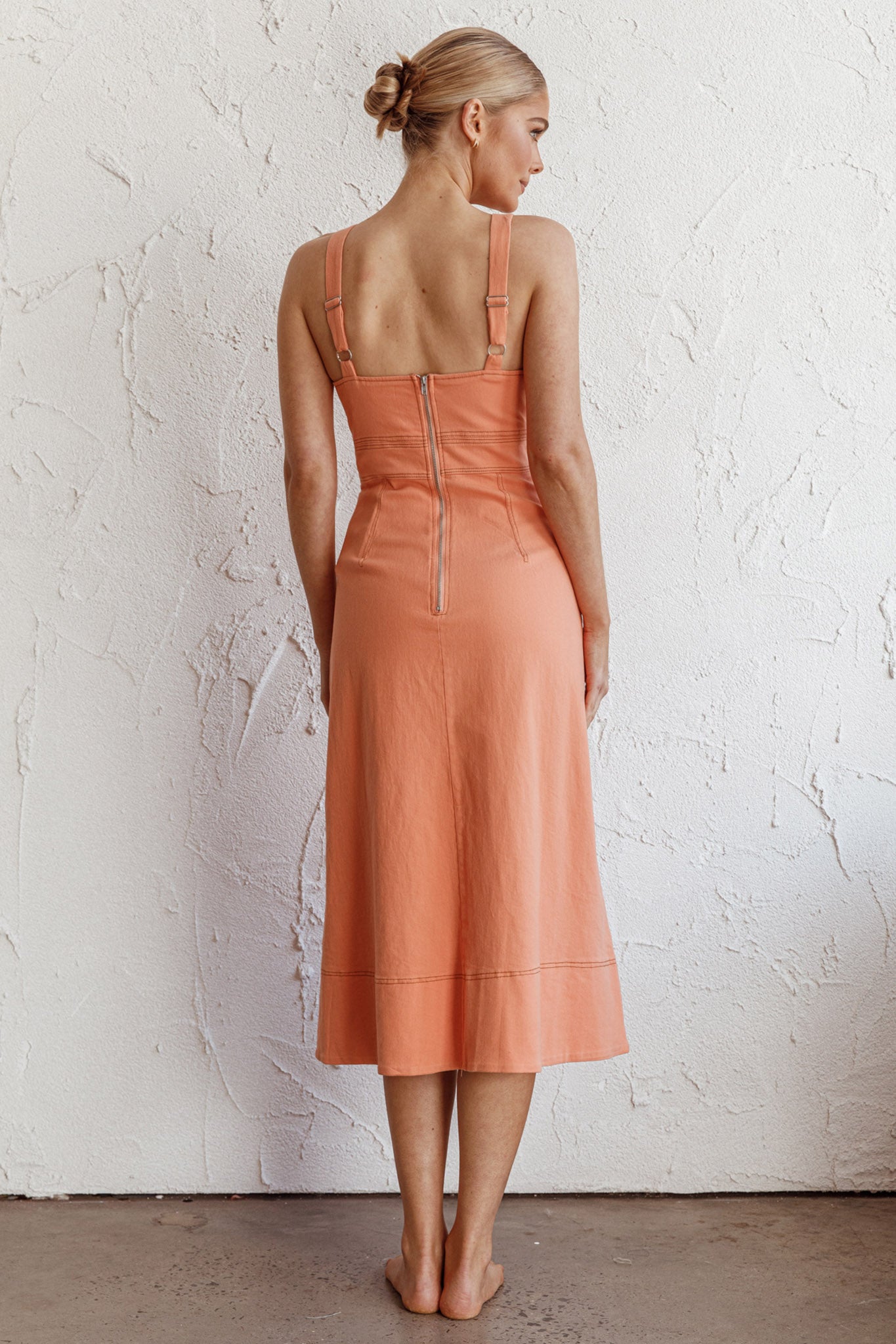 Elias Decorative Stitch Midi Dress Mango by Selfie Leslie Australia