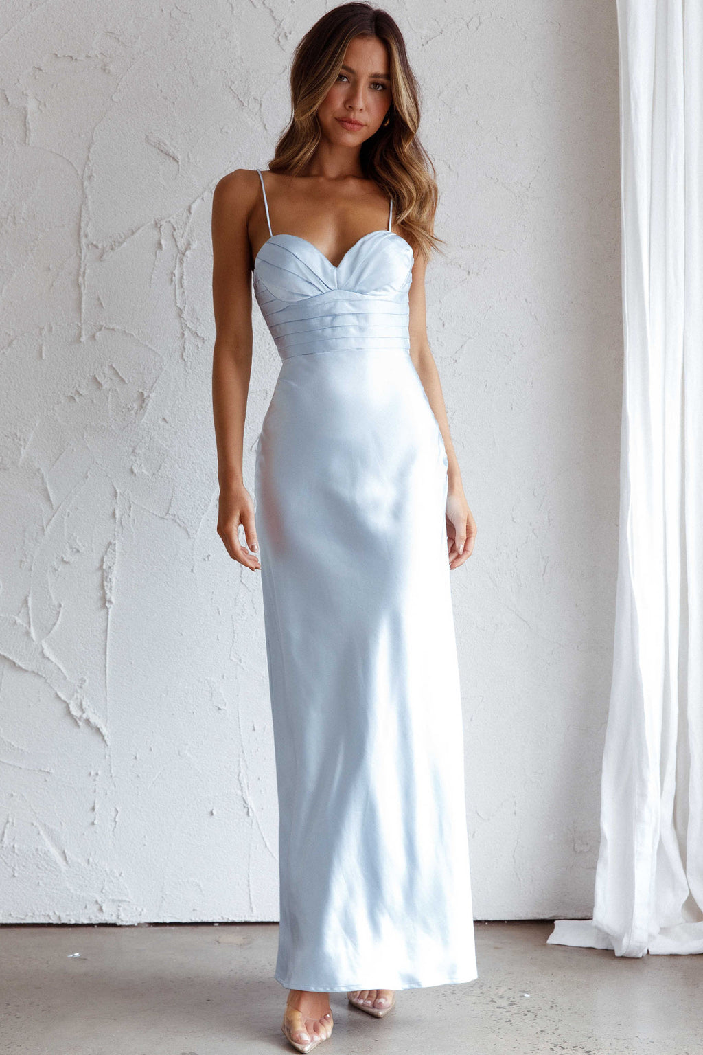 Azara Pintuck Bodice Maxi Dress Steel Blue by Selfie Leslie Australia
