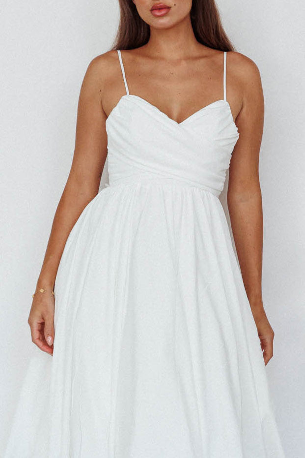 Salome Tied Back Knee Length Dress White by Selfie Leslie Australia