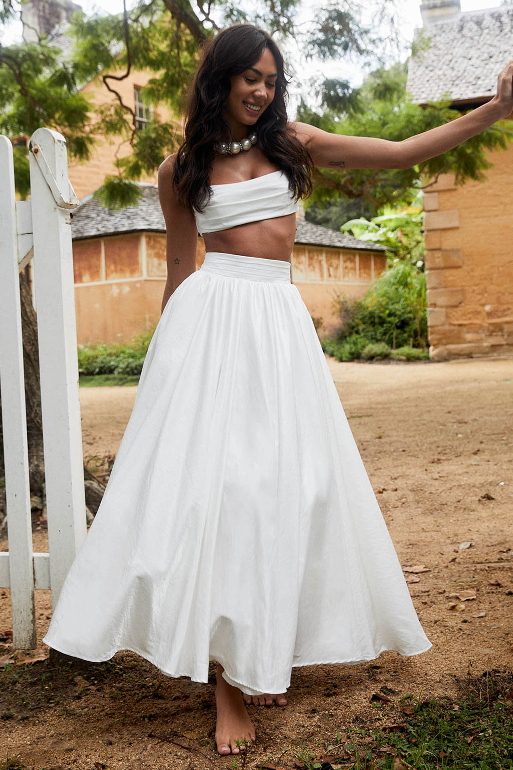 Love Songs Tied Back Maxi Skirt White by Selfie Leslie Australia