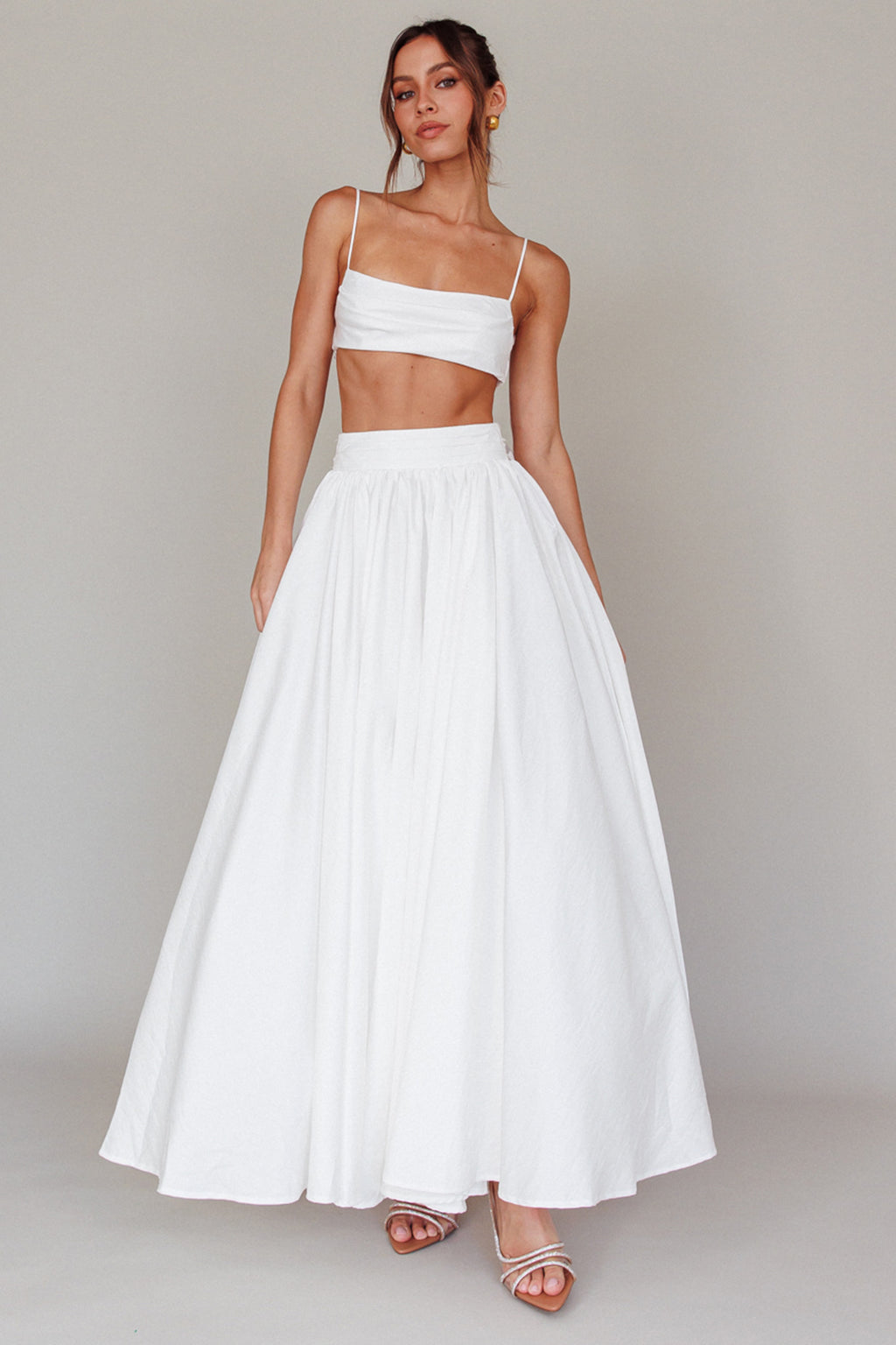 Love Songs Tied Back Maxi Skirt White by Selfie Leslie Australia