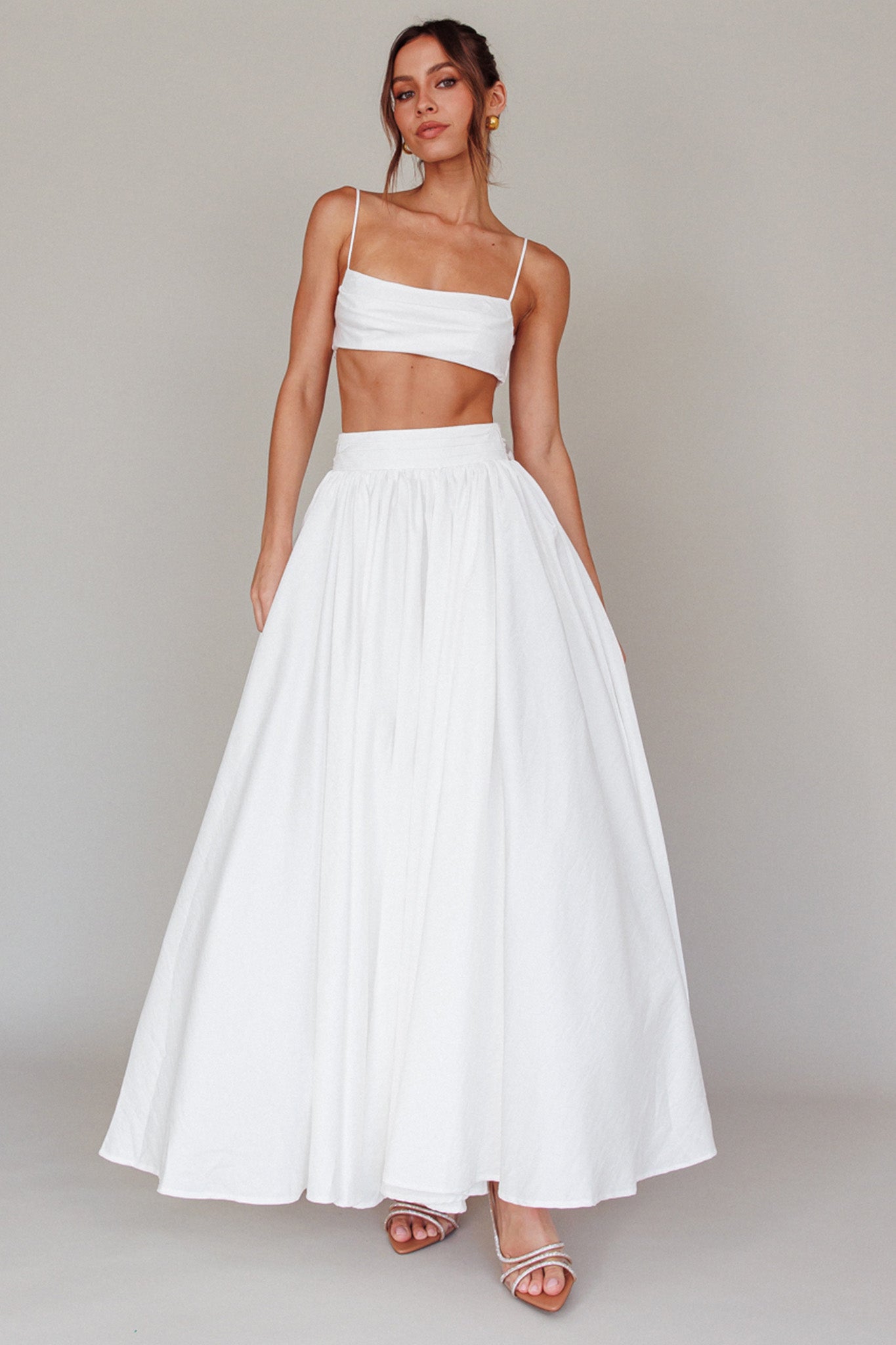 Love Songs Tied Back Maxi Skirt White by Selfie Leslie Australia