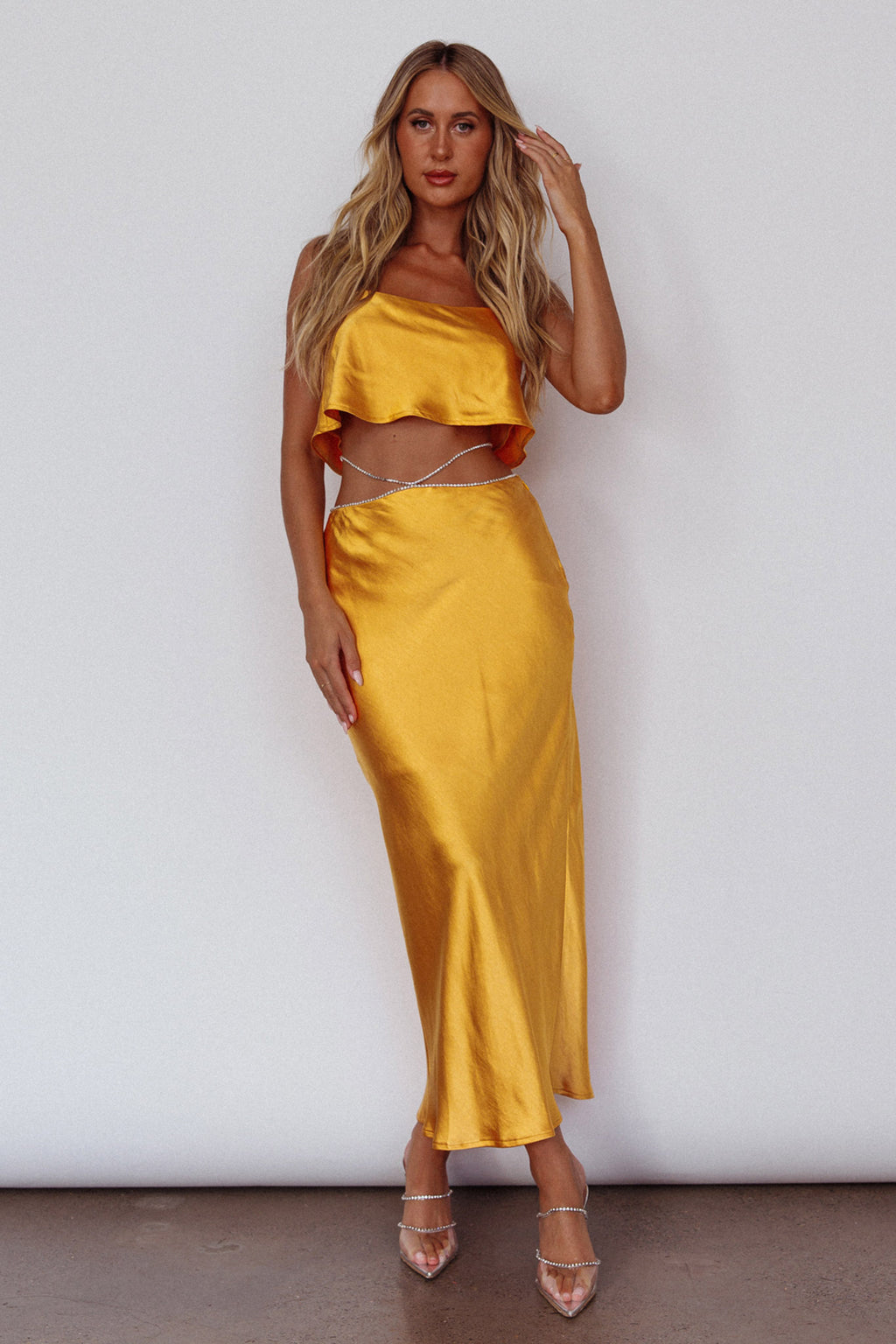 Tahni Diamante Chain Maxi Skirt Mango by Selfie Leslie Australia