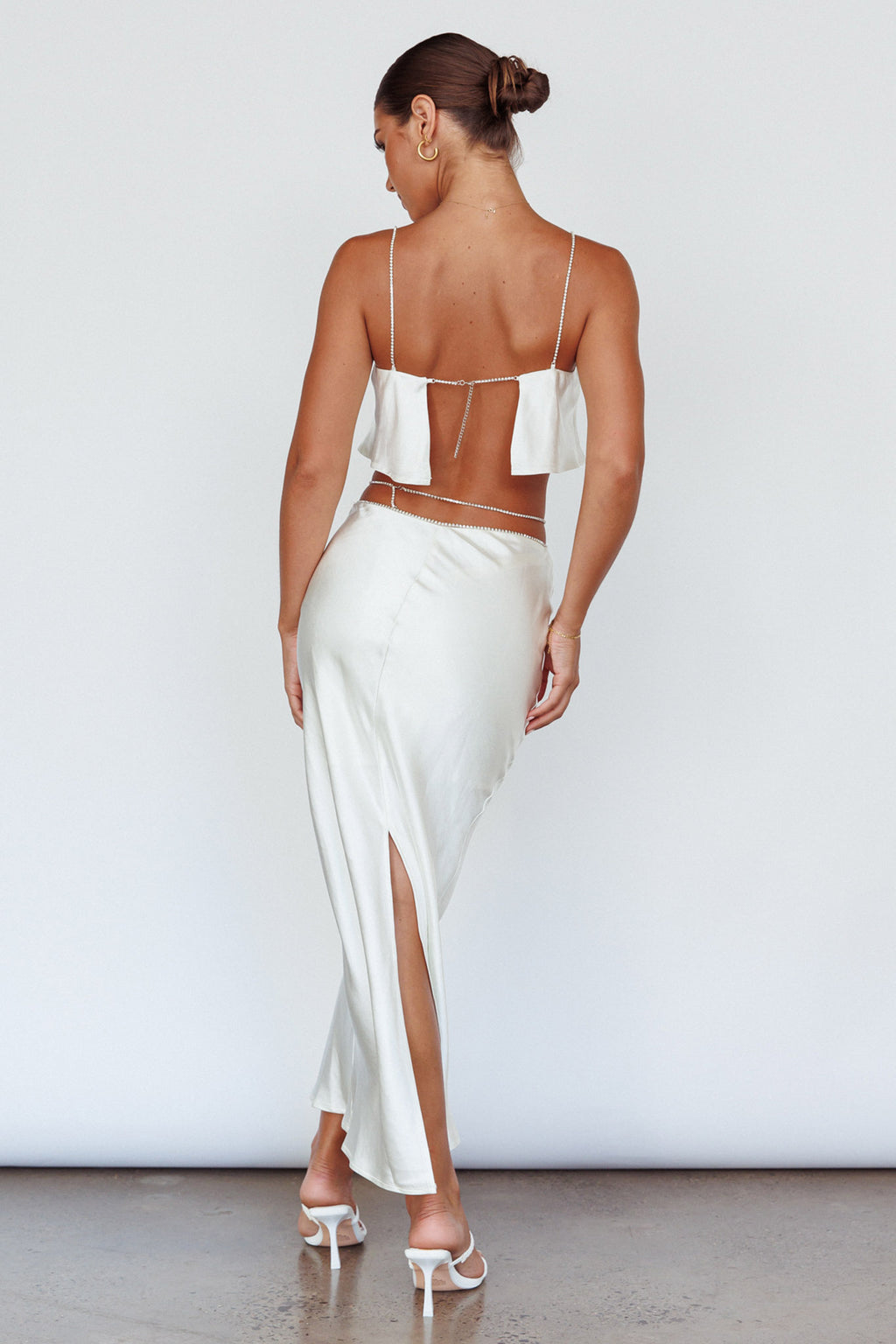Tahni Diamante Chain Maxi Skirt Oyster by Selfie Leslie Australia