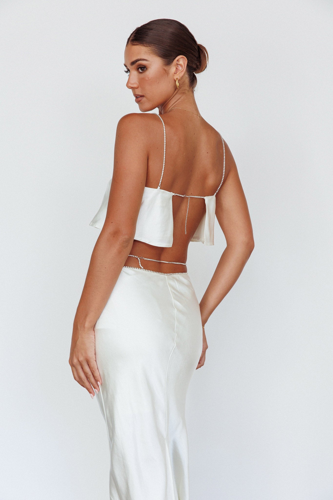 Tahni Diamante Chain Maxi Skirt Oyster by Selfie Leslie Australia