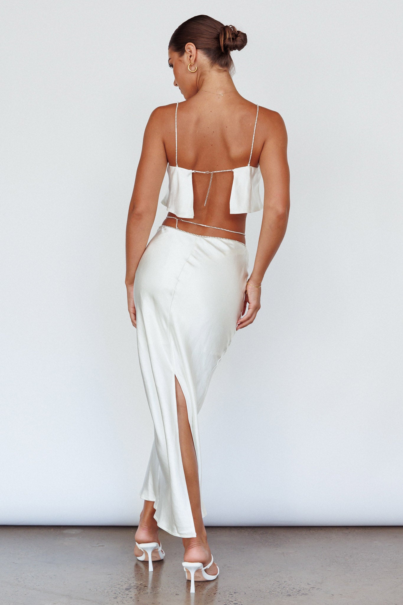 Tahni Diamante Strap Crop Top Oyster by Selfie Leslie Australia