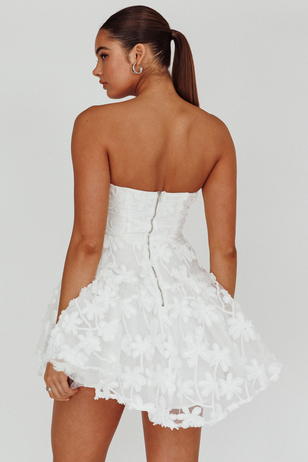 Dori Floral Embellished Mini Dress White by Selfie Leslie Australia