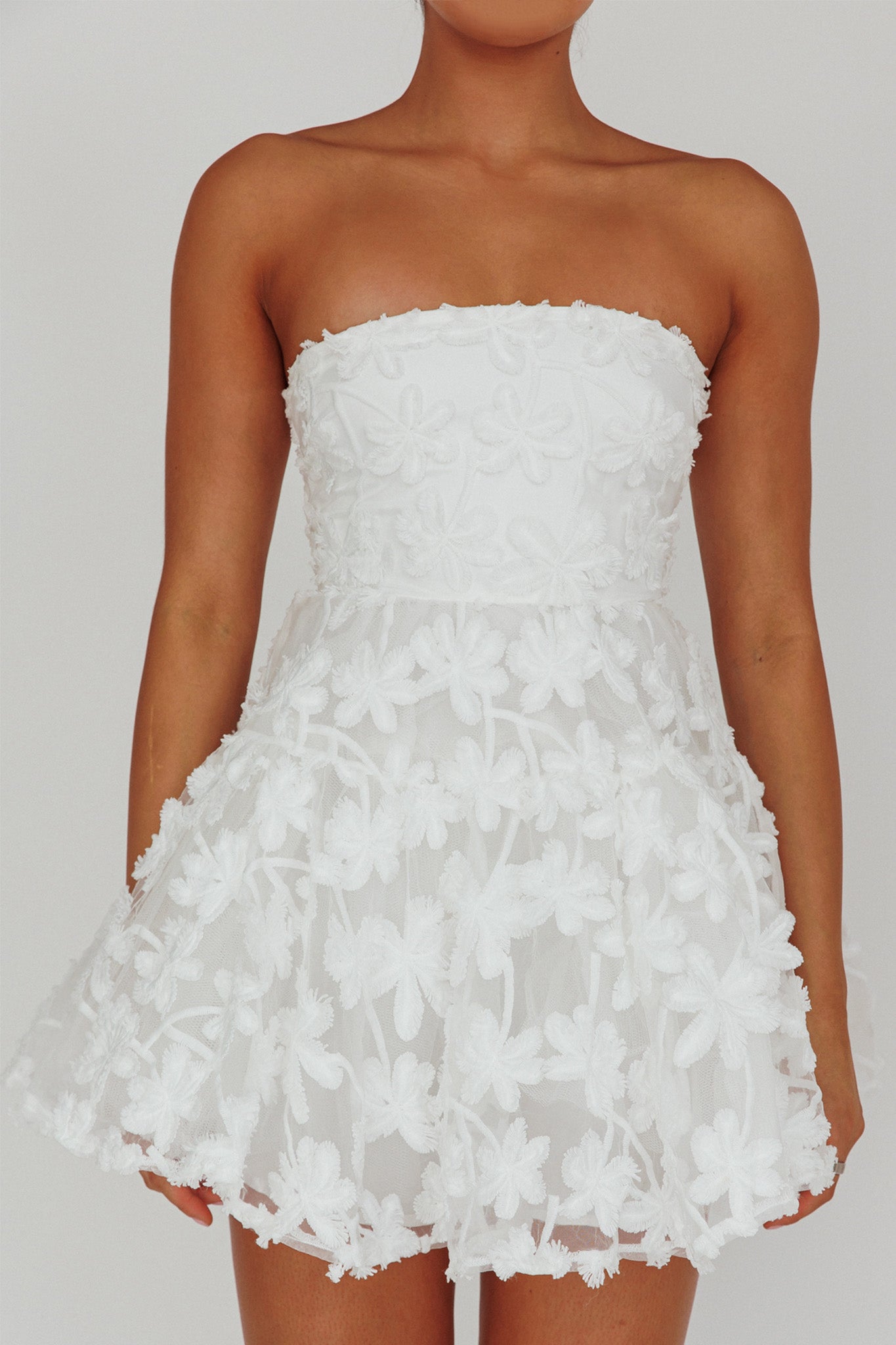 Dori Floral Embellished Mini Dress White by Selfie Leslie Australia