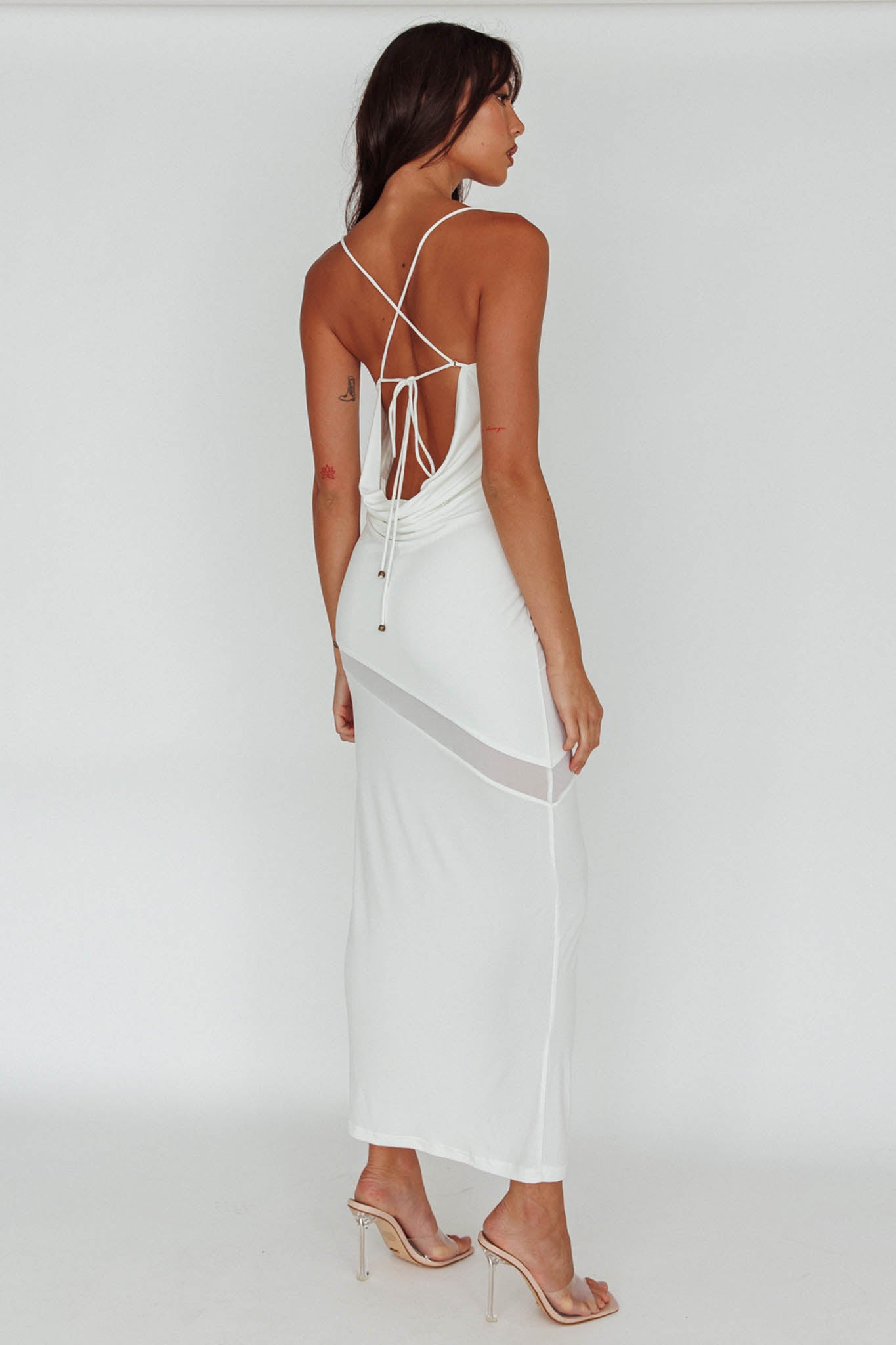 Sun Kissed Cowl Tied Back Maxi Dress White by Selfie Leslie Australia