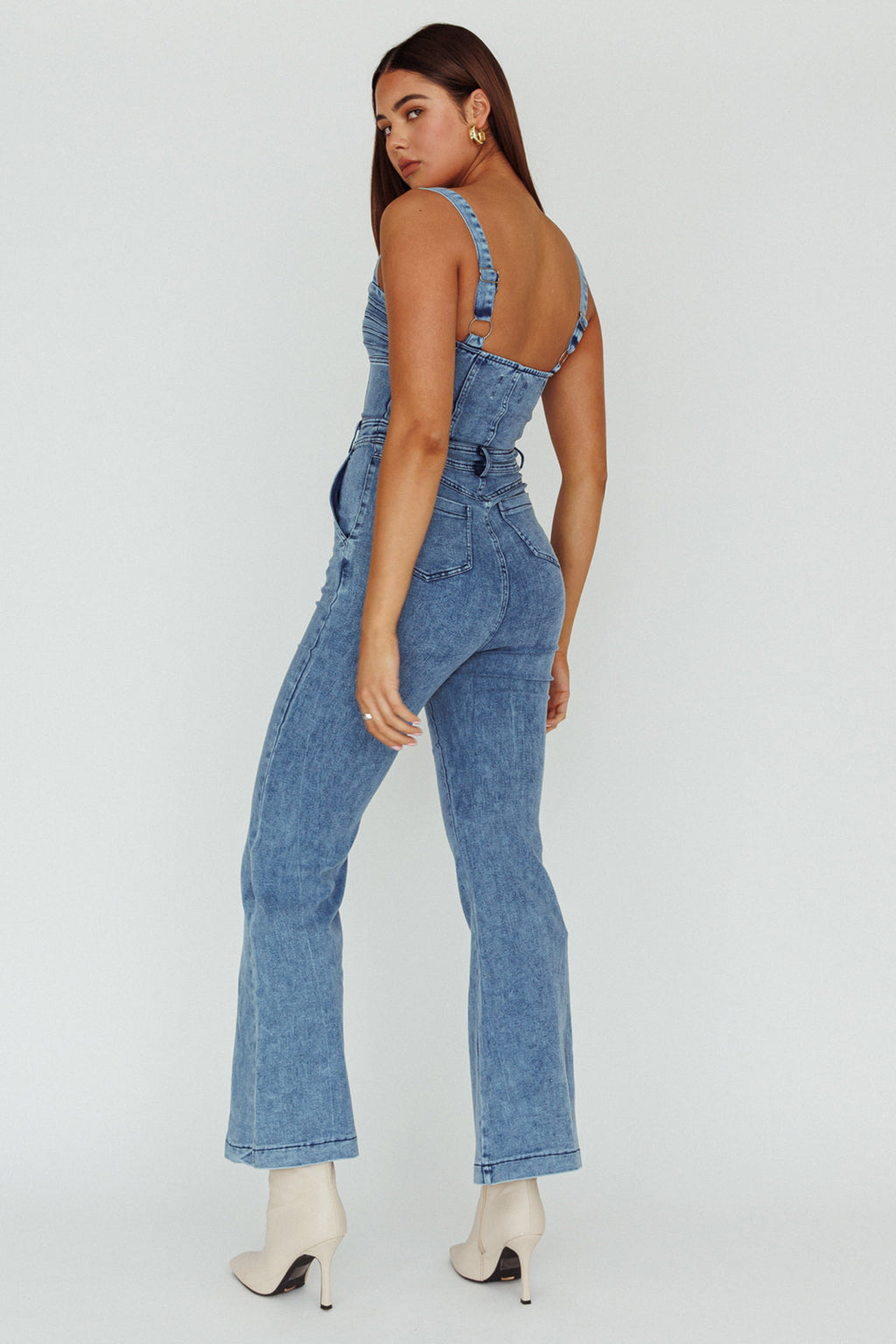 Emilio Flared Jumpsuit Denim by Selfie Leslie Australia
