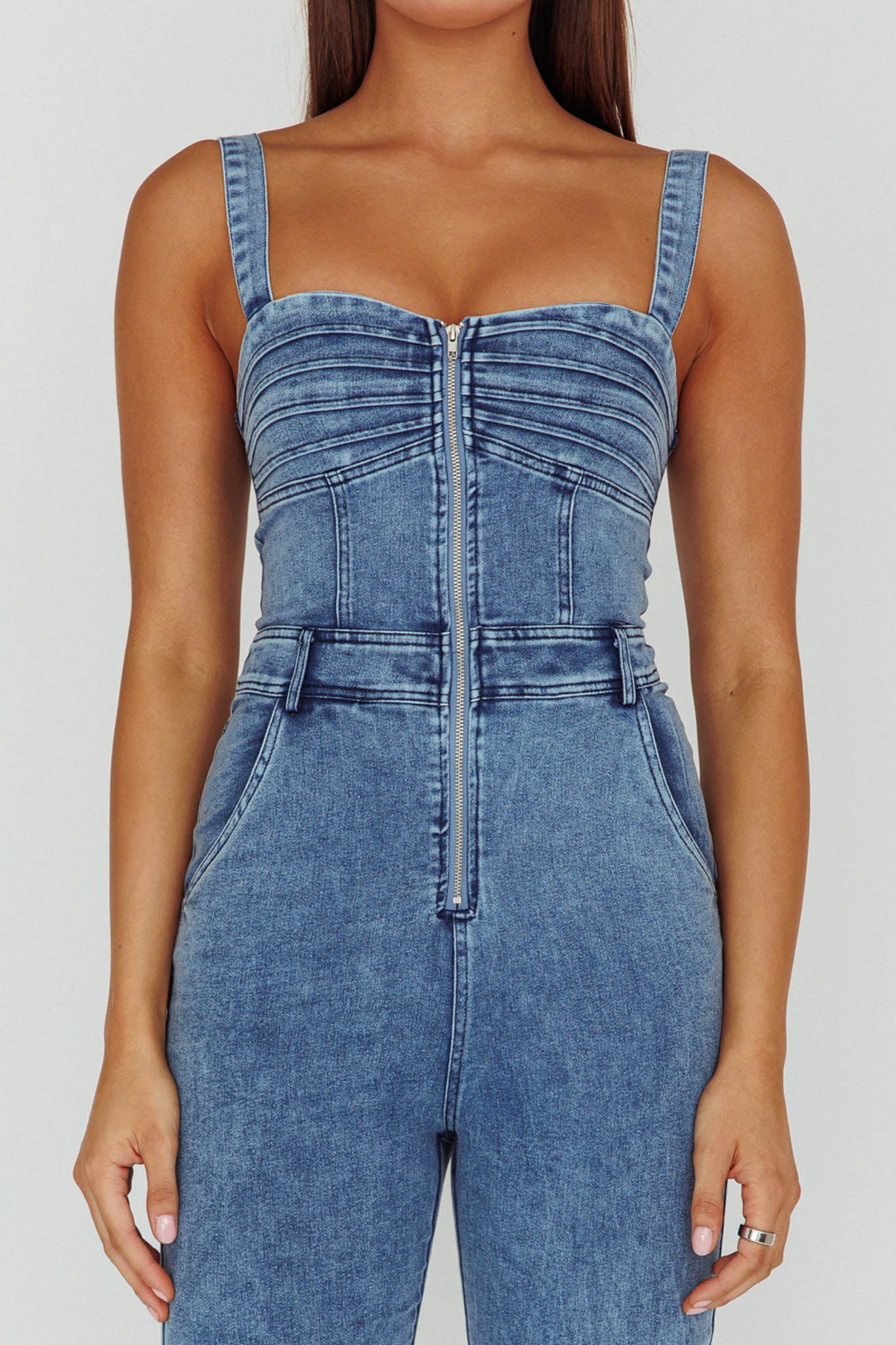 Emilio Flared Jumpsuit Denim by Selfie Leslie Australia