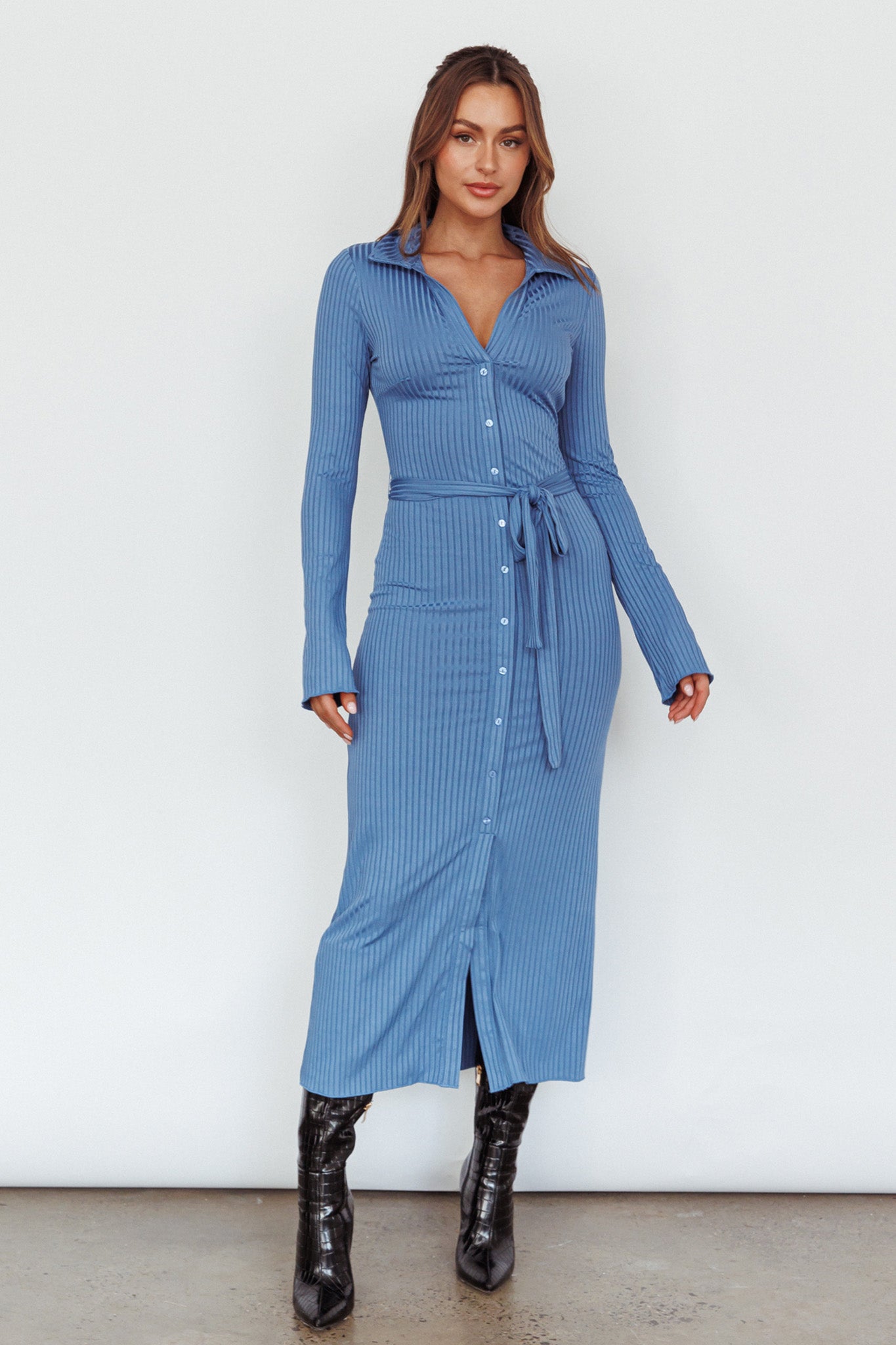Eastcoast Collared Placket Midi Dress Blue by Selfie Leslie Australia
