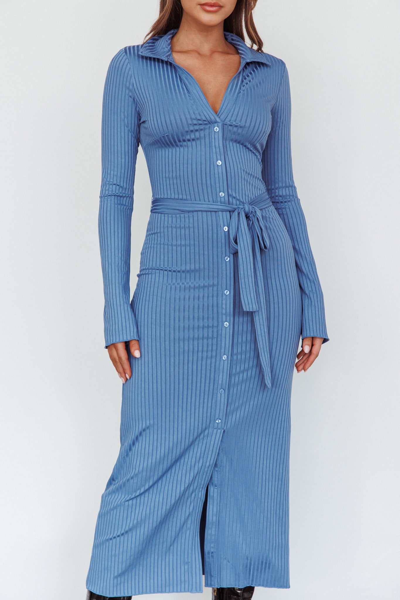 Eastcoast Collared Placket Midi Dress Blue by Selfie Leslie Australia