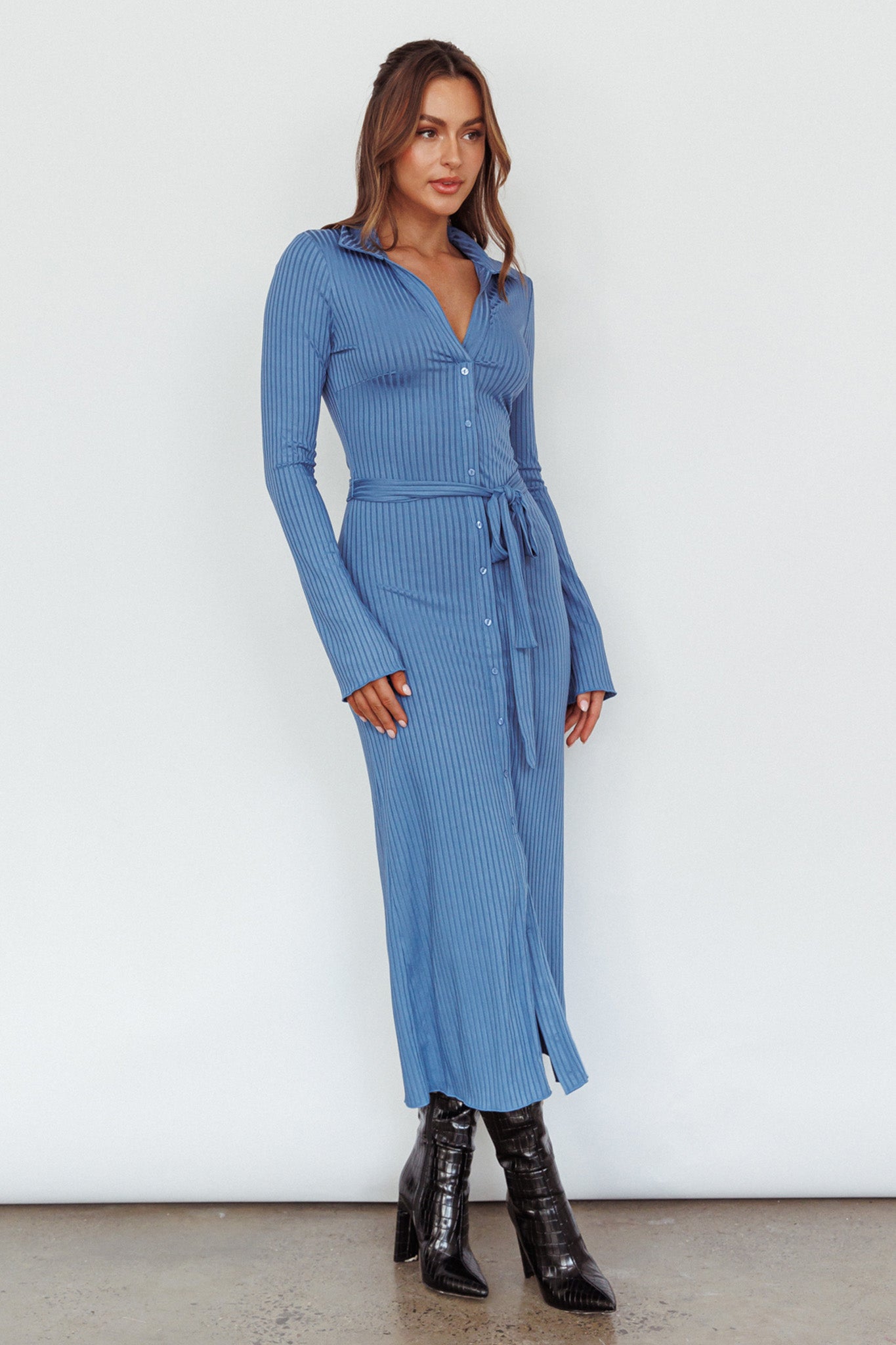 Eastcoast Collared Placket Midi Dress Blue by Selfie Leslie Australia