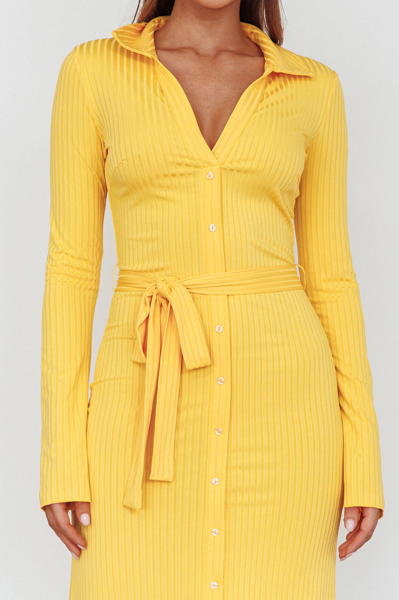Eastcoast Collared Placket Midi Dress Yellow by Selfie Leslie Australia