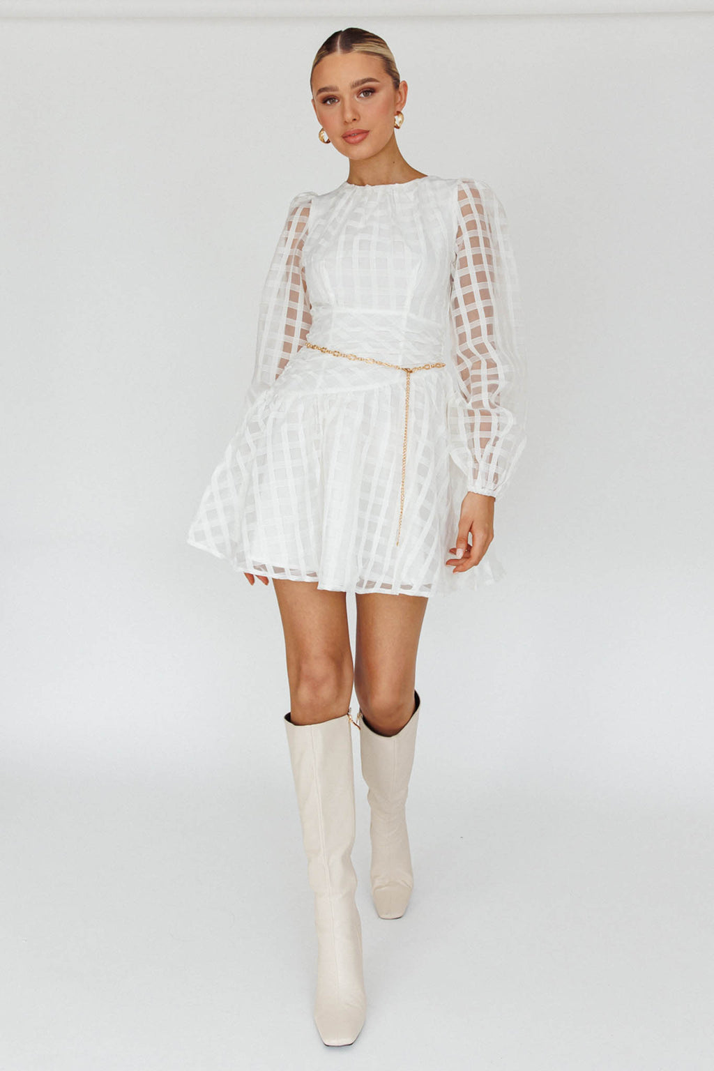 Tatiana Long Sleeve Plaid Mini Dress by Selfie Leslie Australia